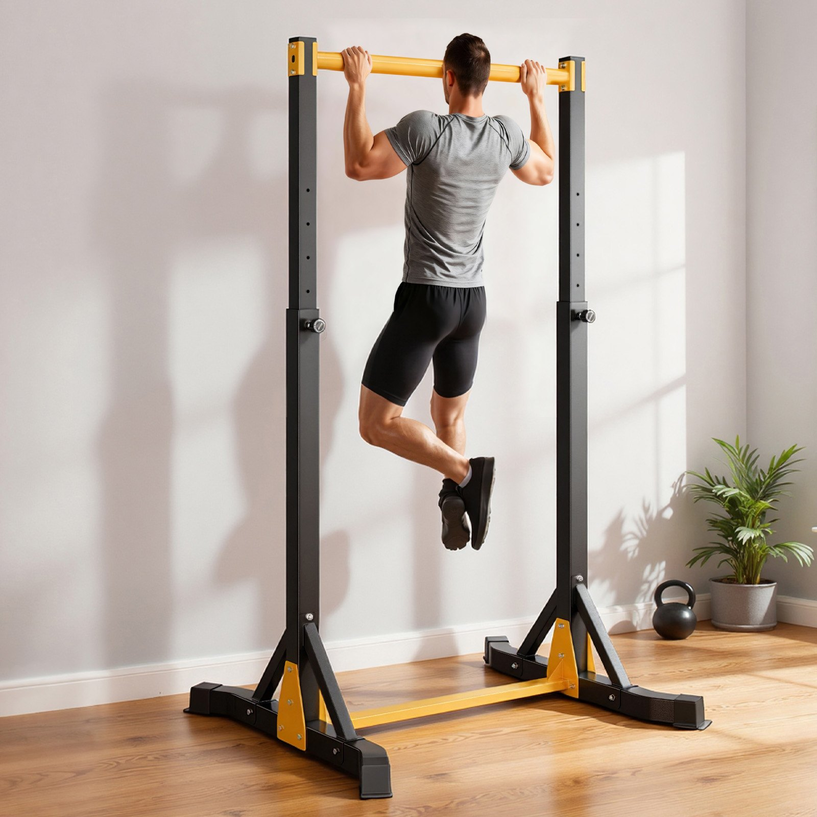 Pull Up Bar Station Free Standing Adjustable Height 330LB Capacity