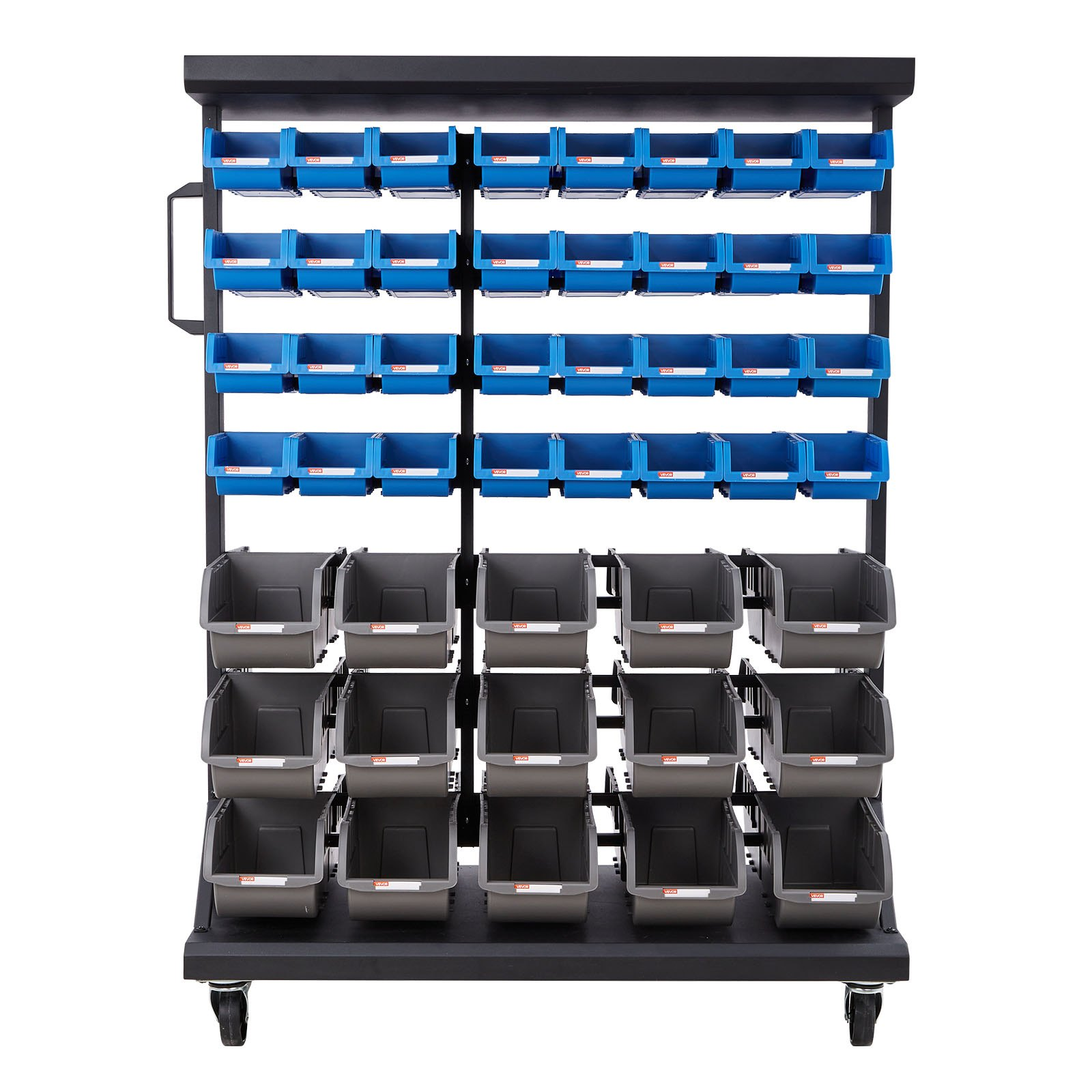 VEVOR 7-Tier Rolling Storage Rack with 94 Bins – Double-Sided Mobile Organizer