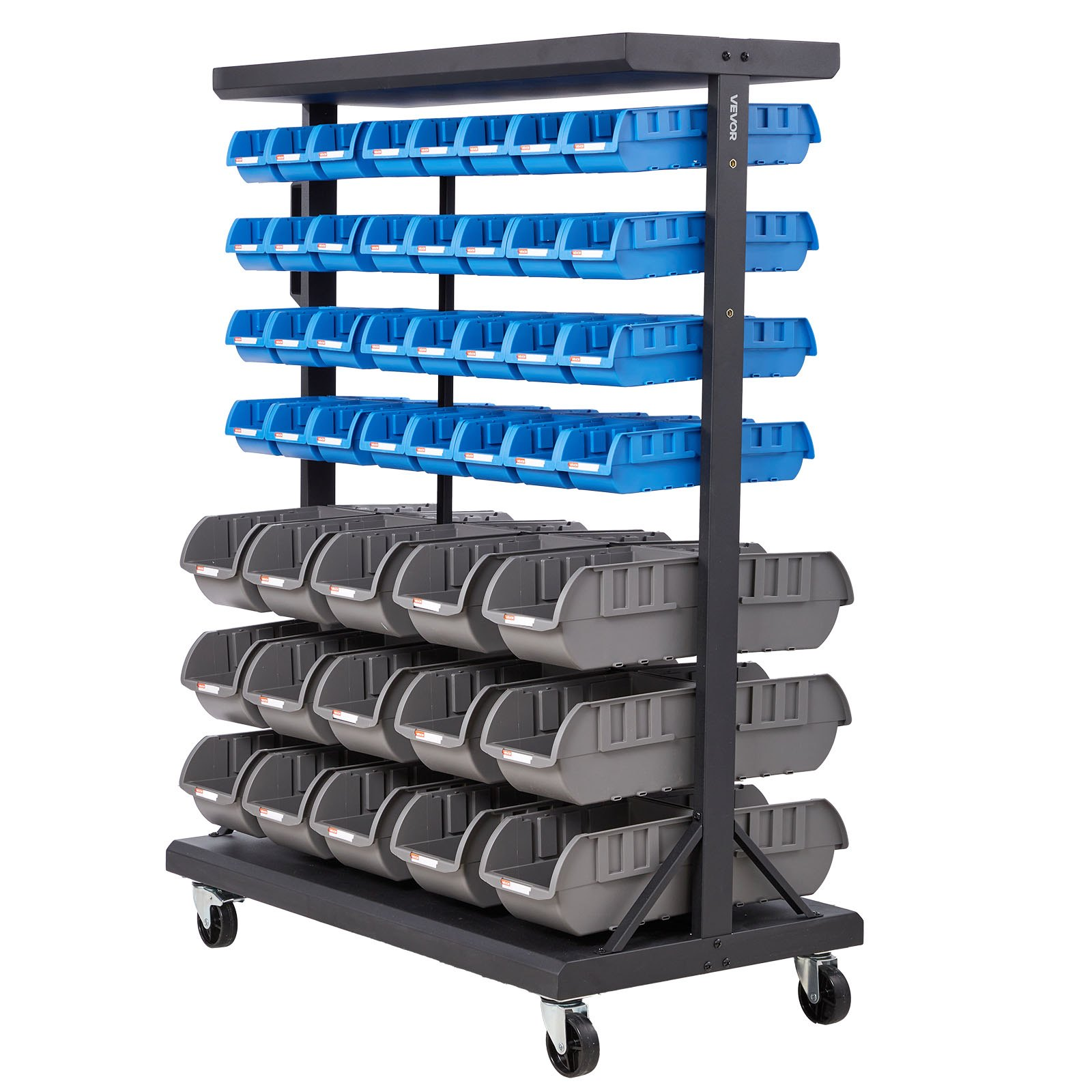 VEVOR 7-Tier Rolling Storage Rack with 94 Bins – Double-Sided Mobile Organizer