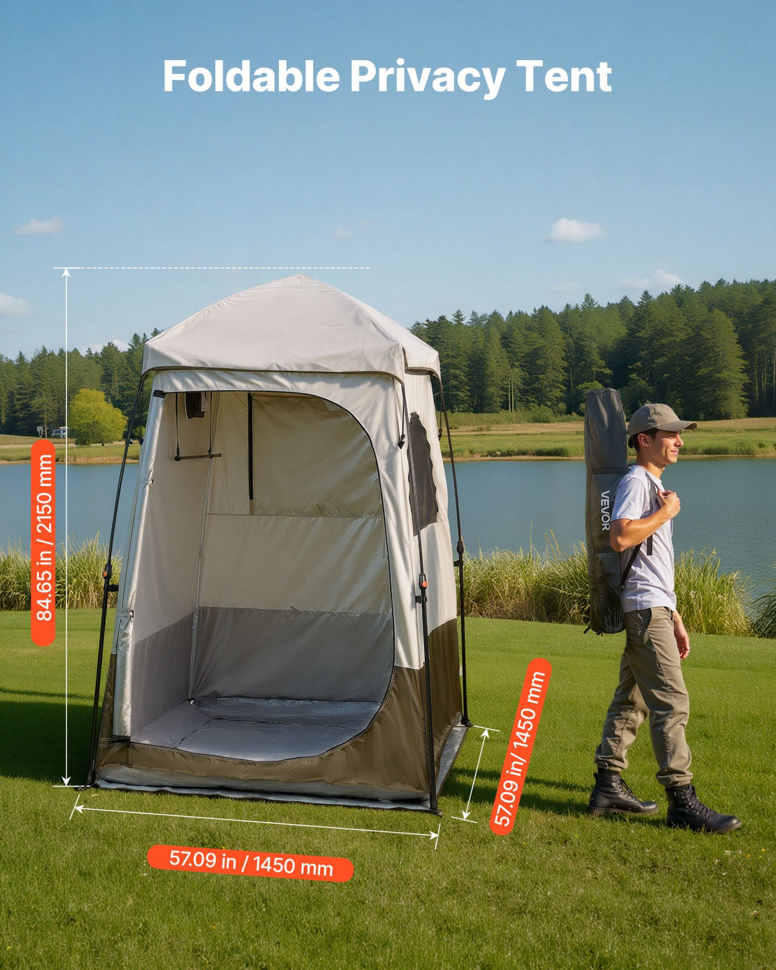 Camping Shower Tent 1 Room Foldable Privacy Changing Room w/ Carry Bag