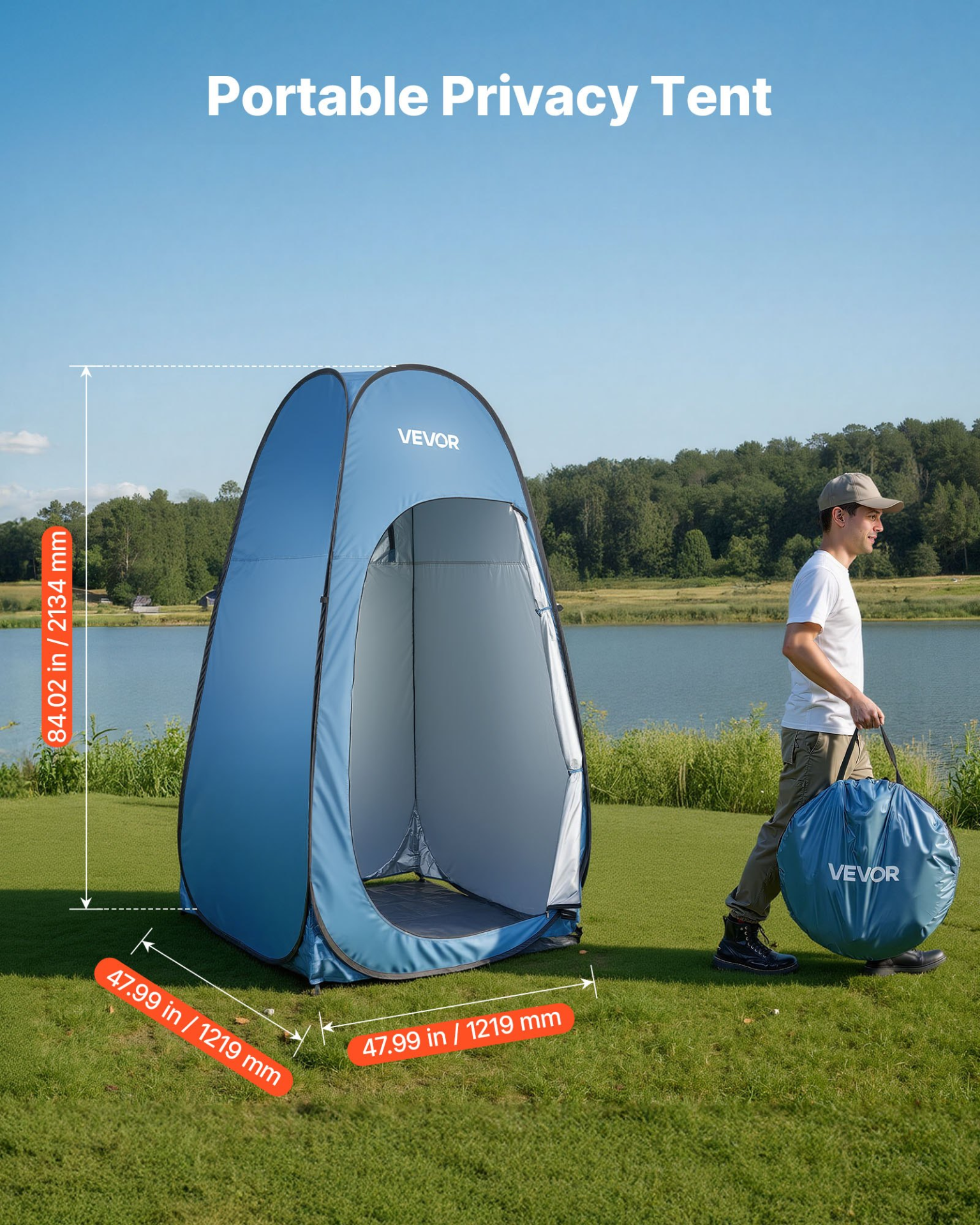 VEVOR Pop Up Privacy Shower Tent, Instant Changing Room w/ Bag & Stakes