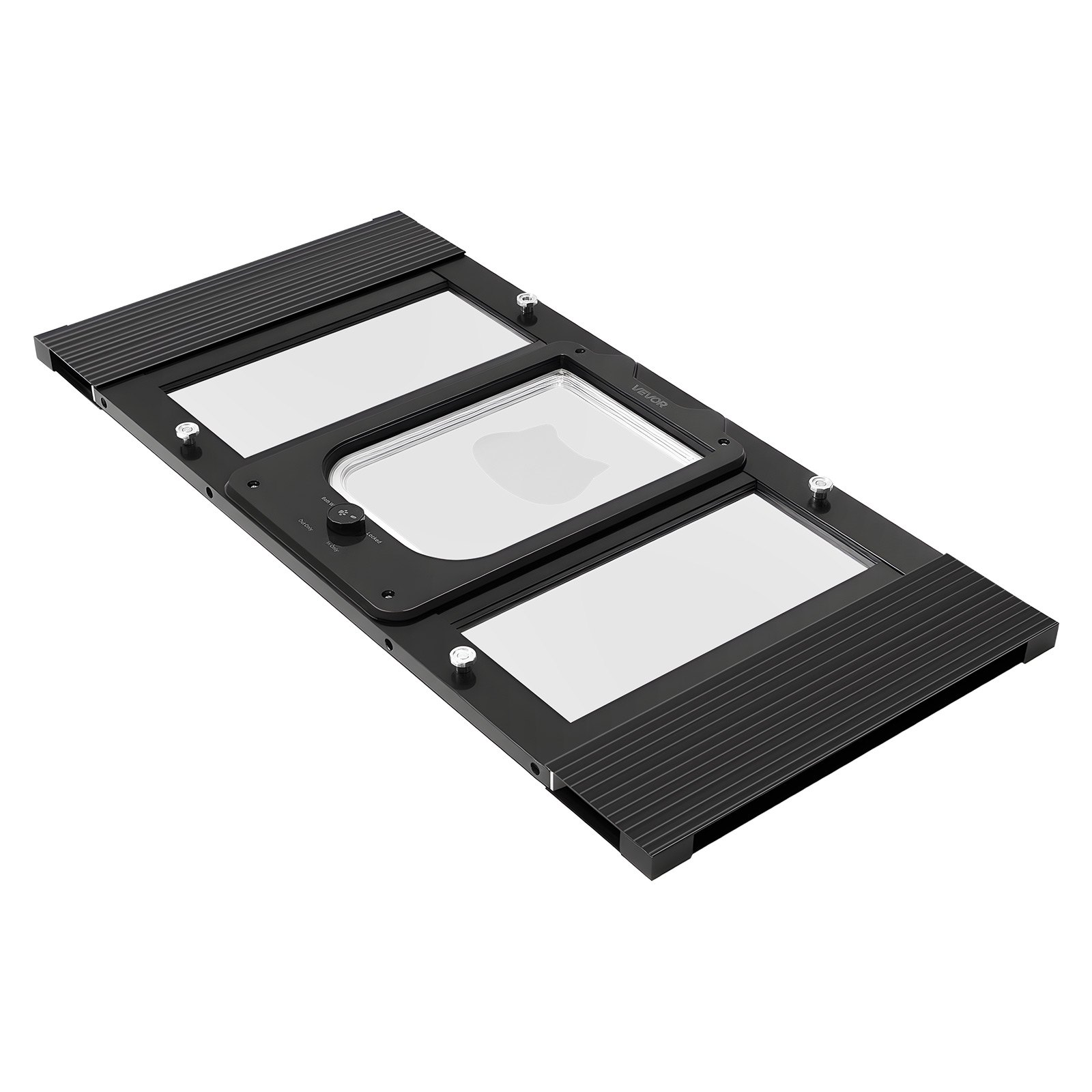 Cat Door for Window, Adjustable to Fit Window Width 27"-32", Black