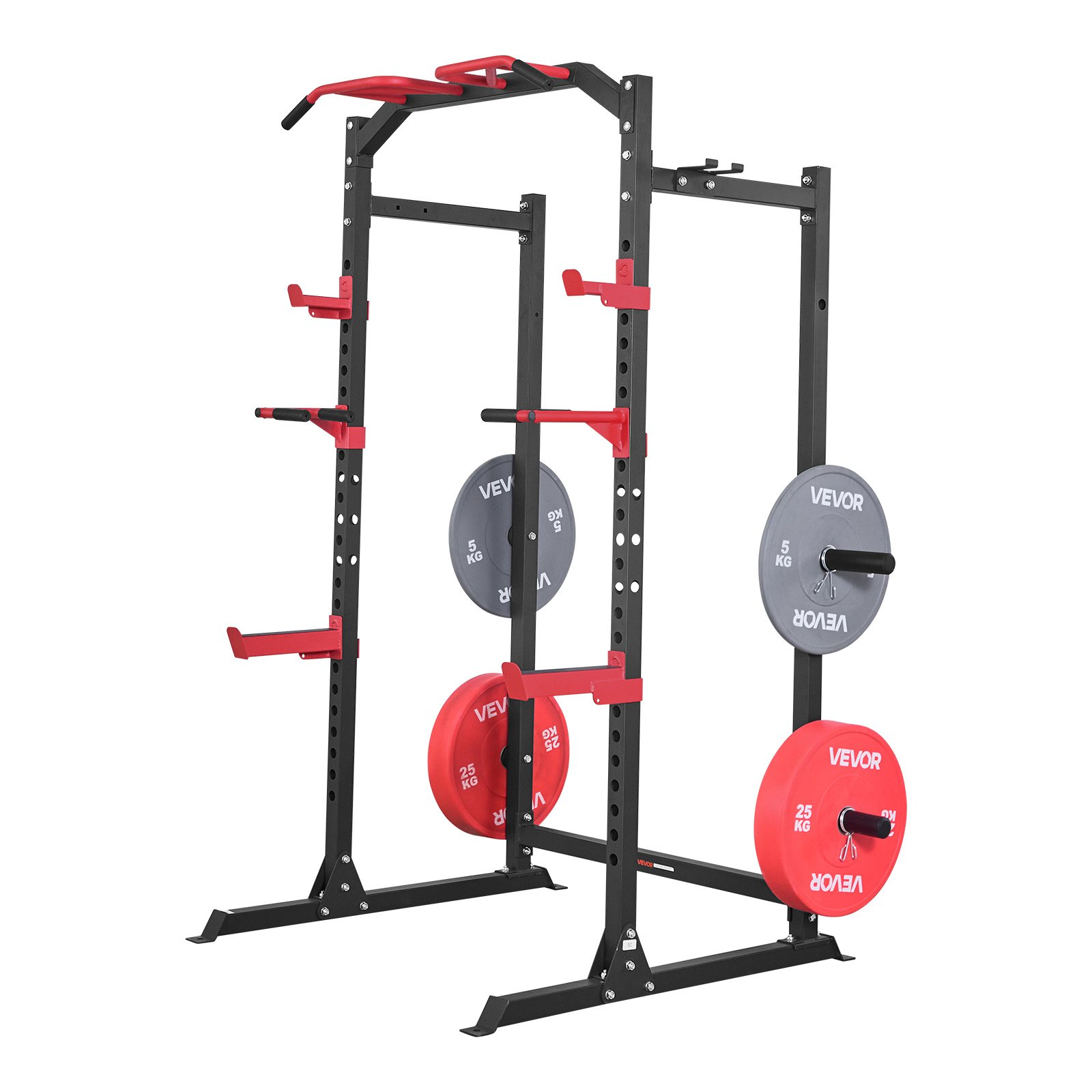 Power Cage Rack Adjustable Squat Rack w/ J-Hooks Pull-Up Dip Home Gym