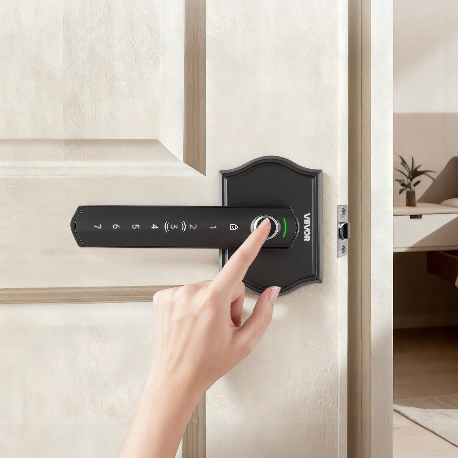 Fingerprint Door Lock Set, Matte Black
