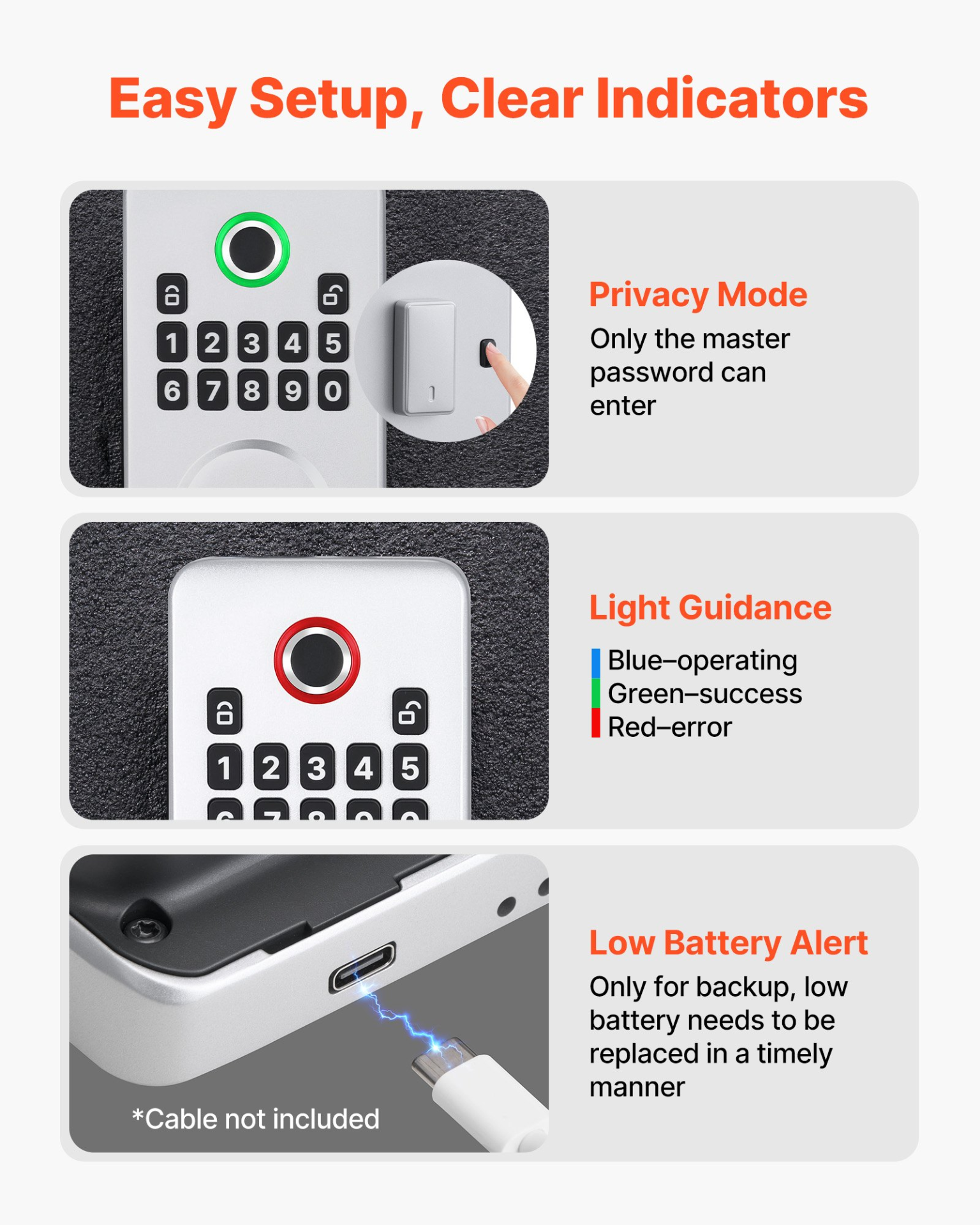 Fingerprint Door Lock Set, Silver