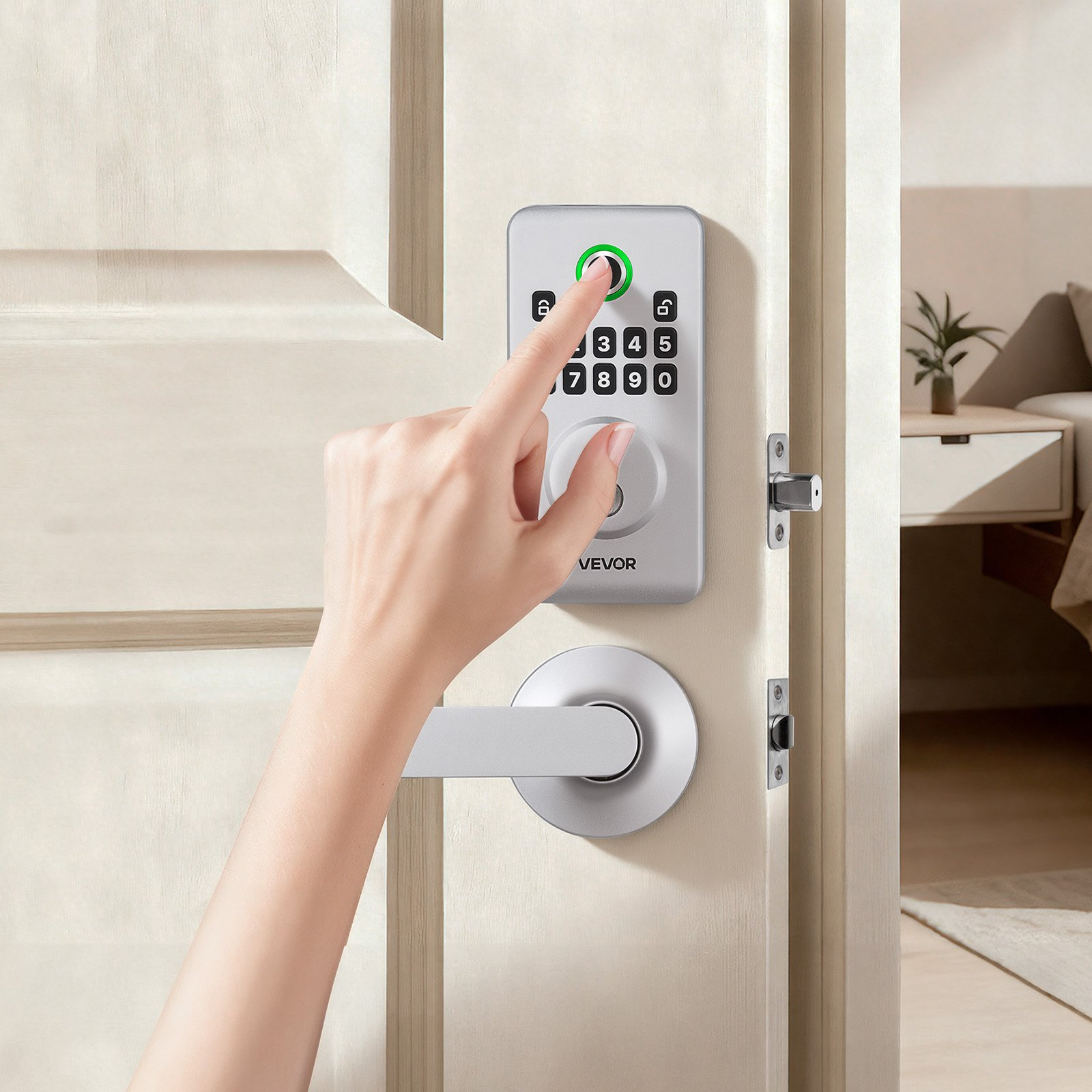 Fingerprint Door Lock Set, Silver