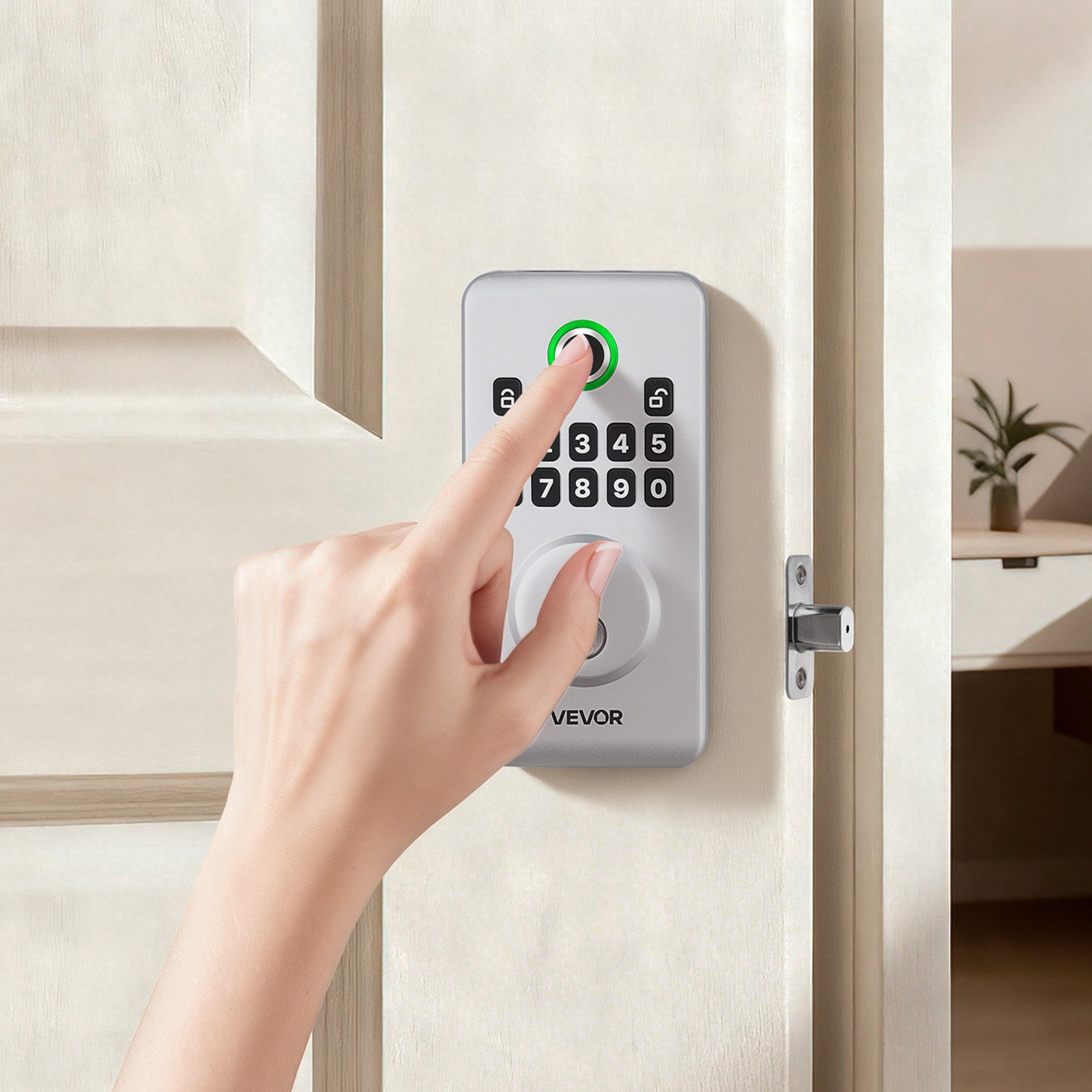 Fingerprint Door Lock, Silver