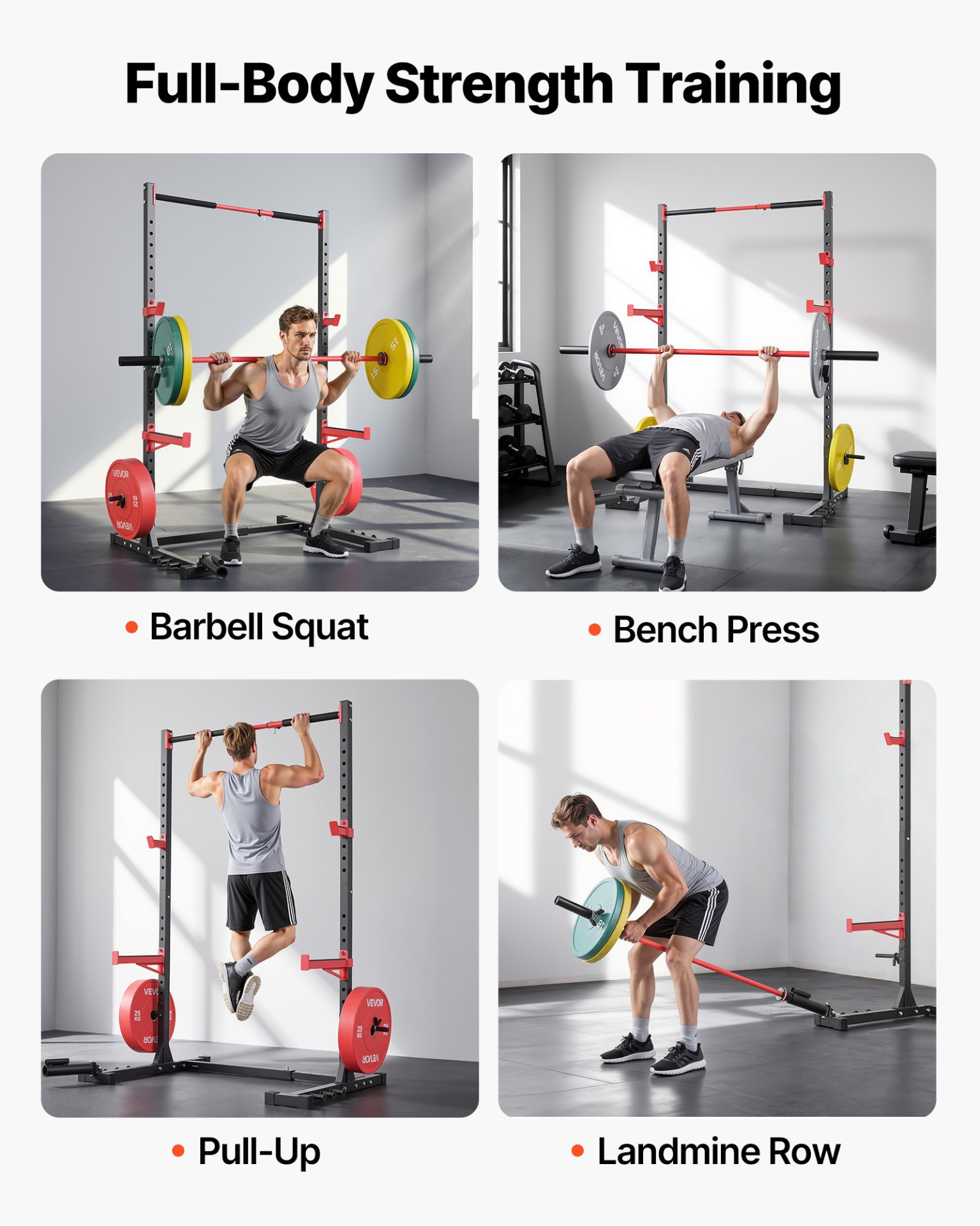 Power Cage Rack, Multifunctional Squat Rack for Home Gym, Width-Adjustable Work