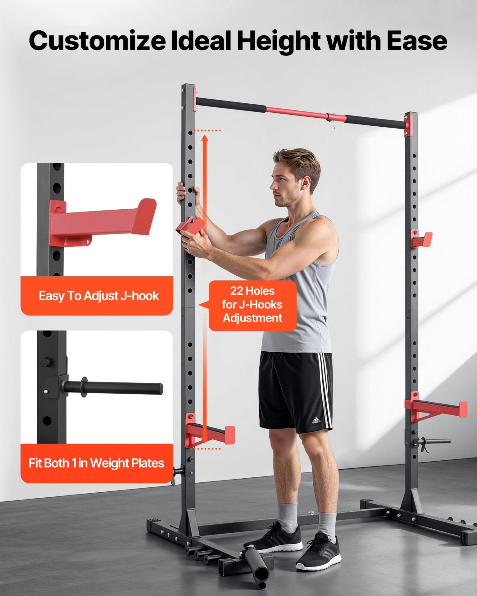 Power Cage Rack, Multifunctional Squat Rack for Home Gym, Width-Adjustable Work