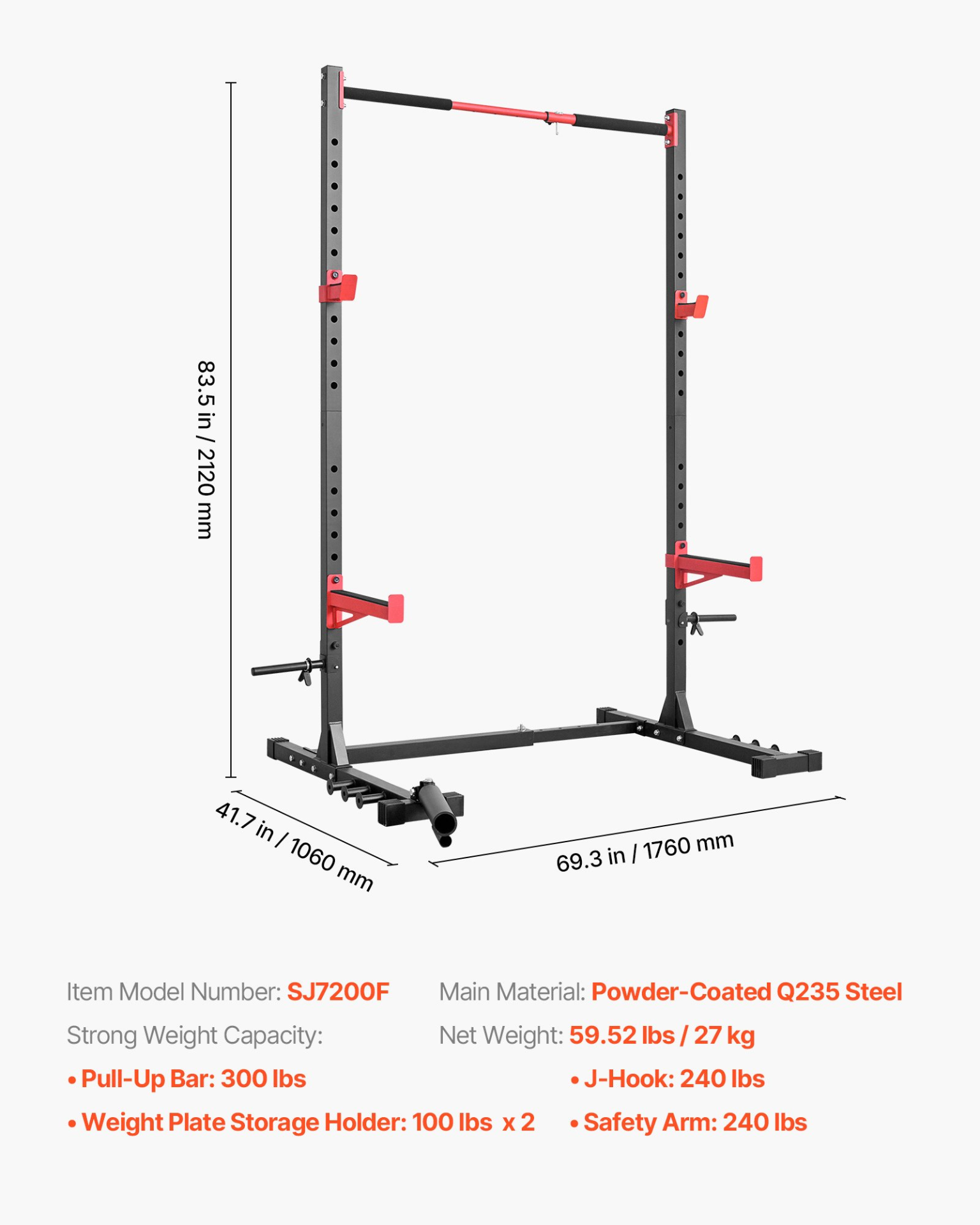 Power Cage Rack, Multifunctional Squat Rack for Home Gym, Width-Adjustable Work