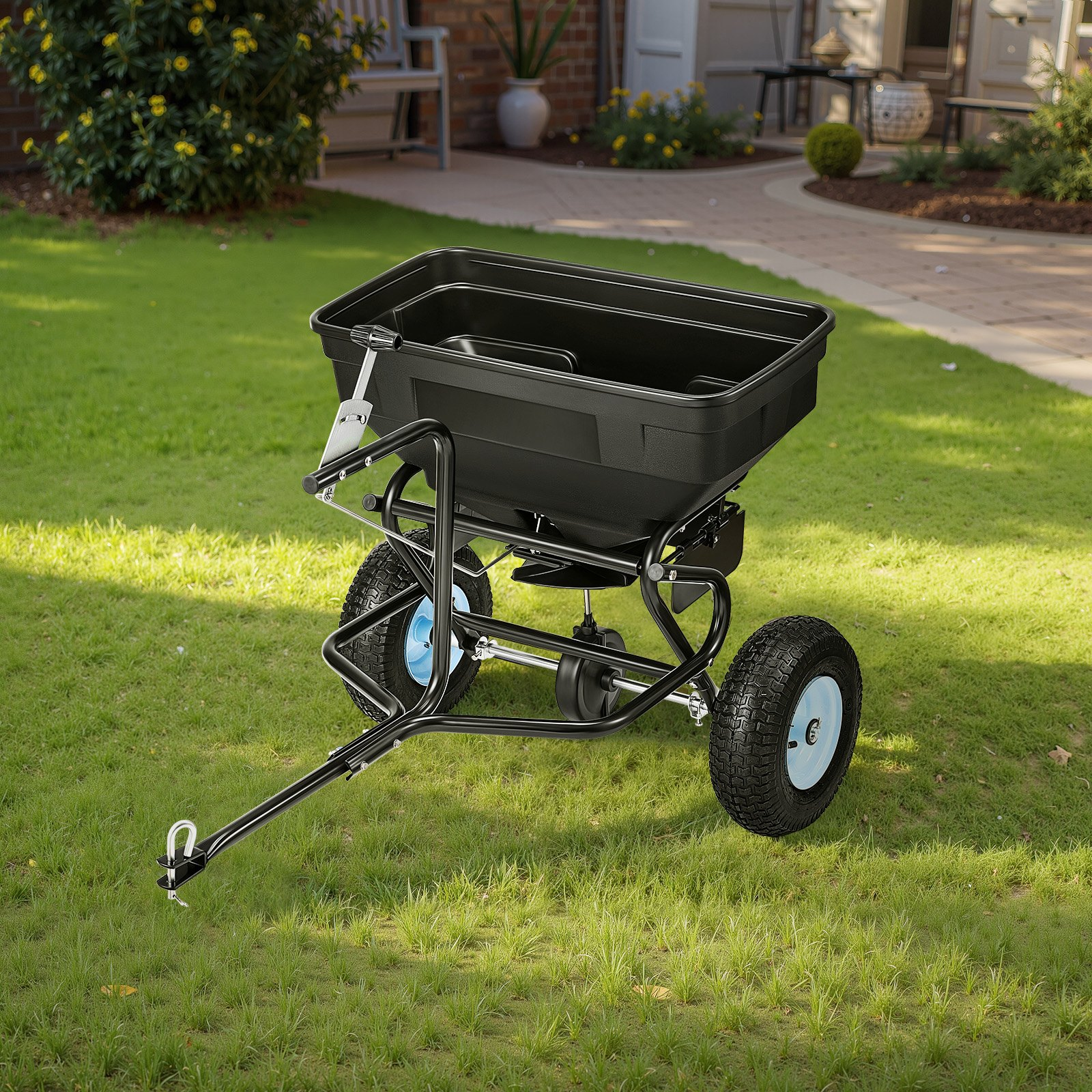 Tow Behind Broadcast Spreader, 130LBS Capacity, Ice Melt