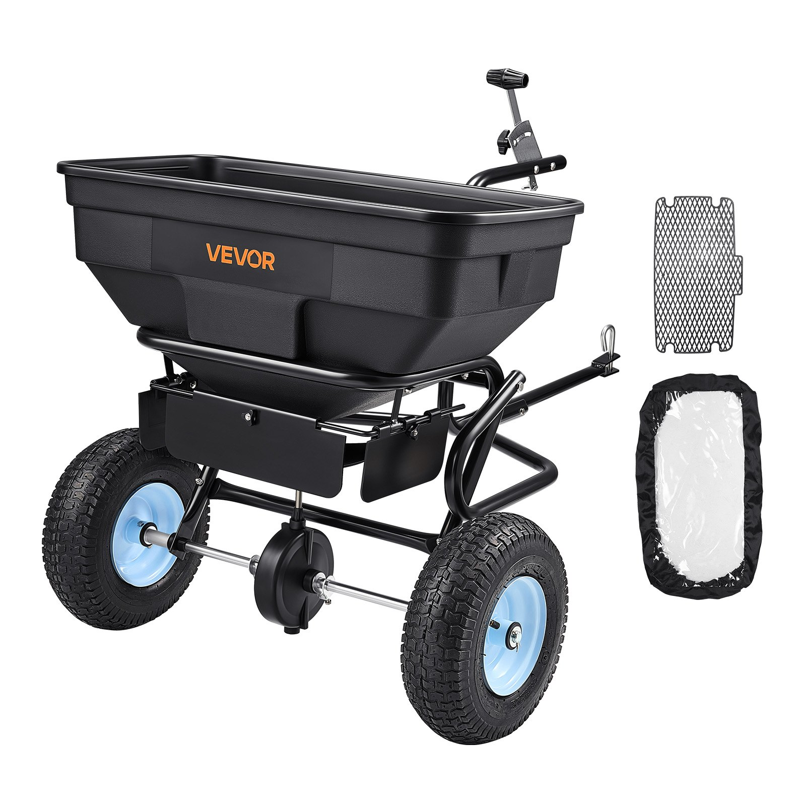 Tow Behind Broadcast Spreader, 130LBS Capacity, Ice Melt
