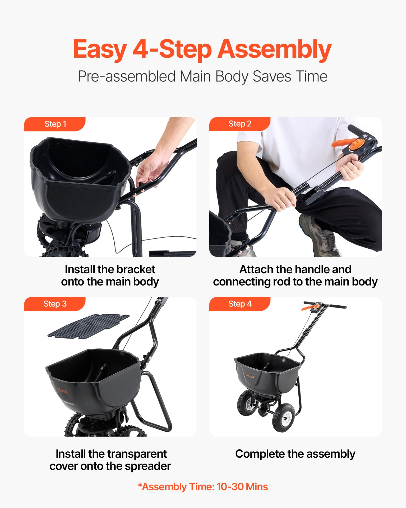 Walk Behind Spreader, 60LBS Capacity, Fertilizer