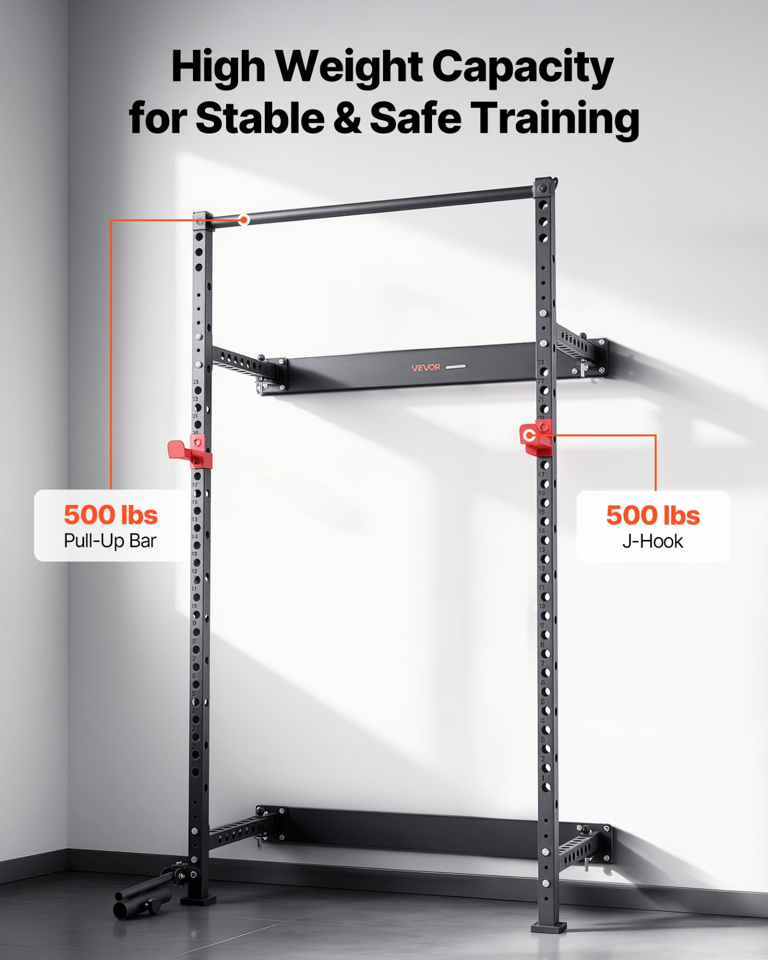 Folding Power Cage Wall Mount Squat Rack 1000LB Home Gym Power Rack