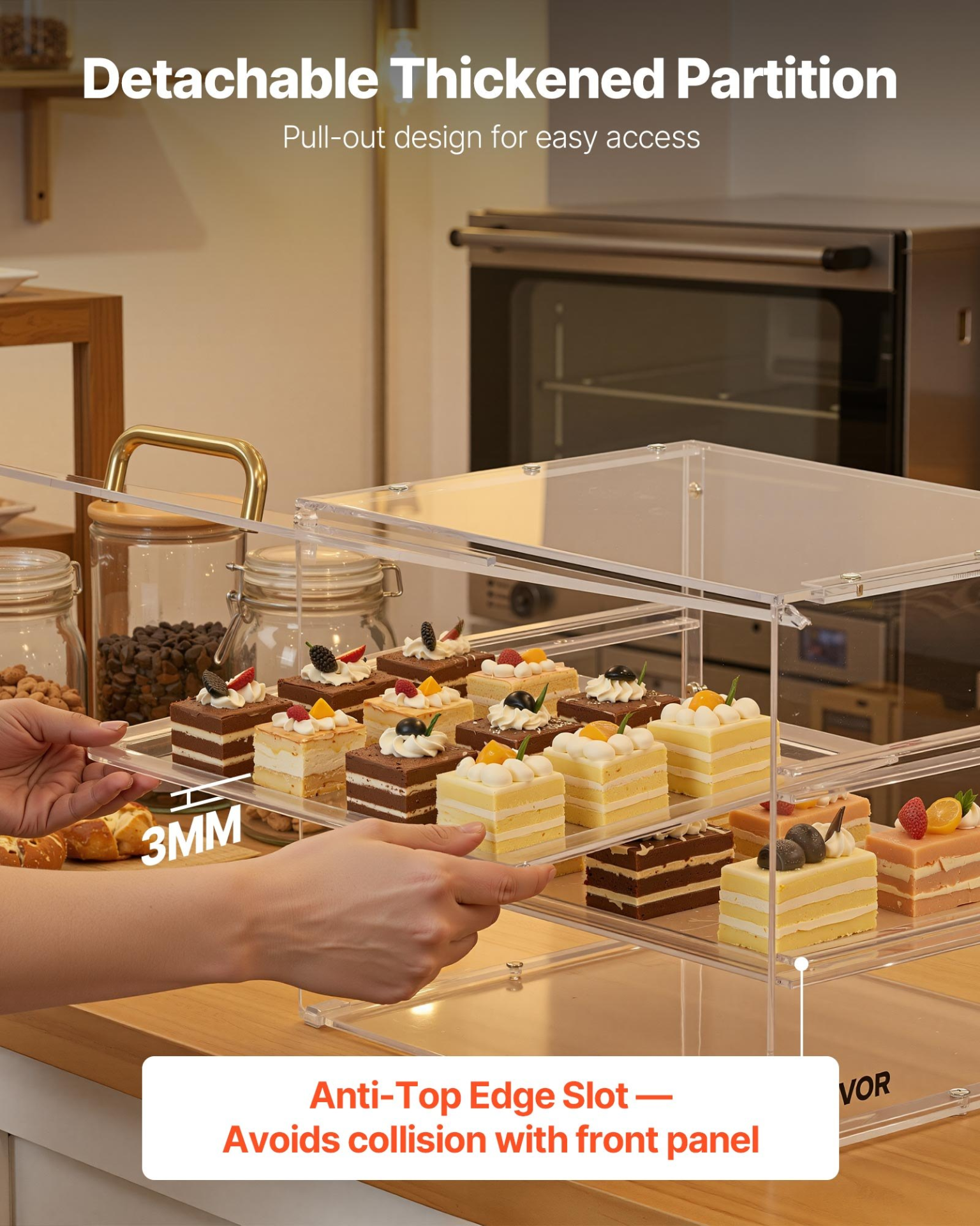 VEVOR 3‑Tier Acrylic Bakery Pastry Display Case Countertop Bread Cookie Box