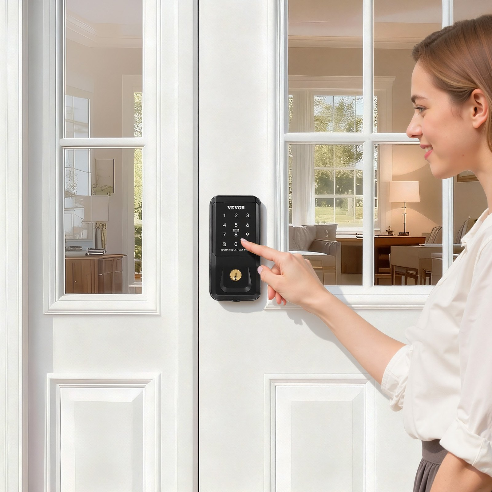 Keyless Entry Door Lock, Touchpad Electronic Deadbolt with IC Card, Matte Black