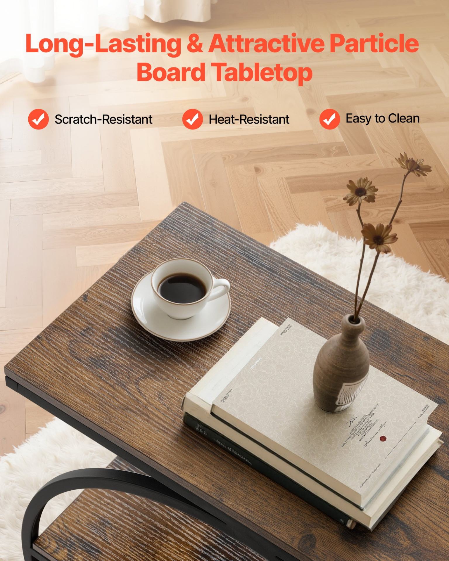 End Table, 3-Tier Narrow Side Table with Open Storage Shelves, Rustic Brown