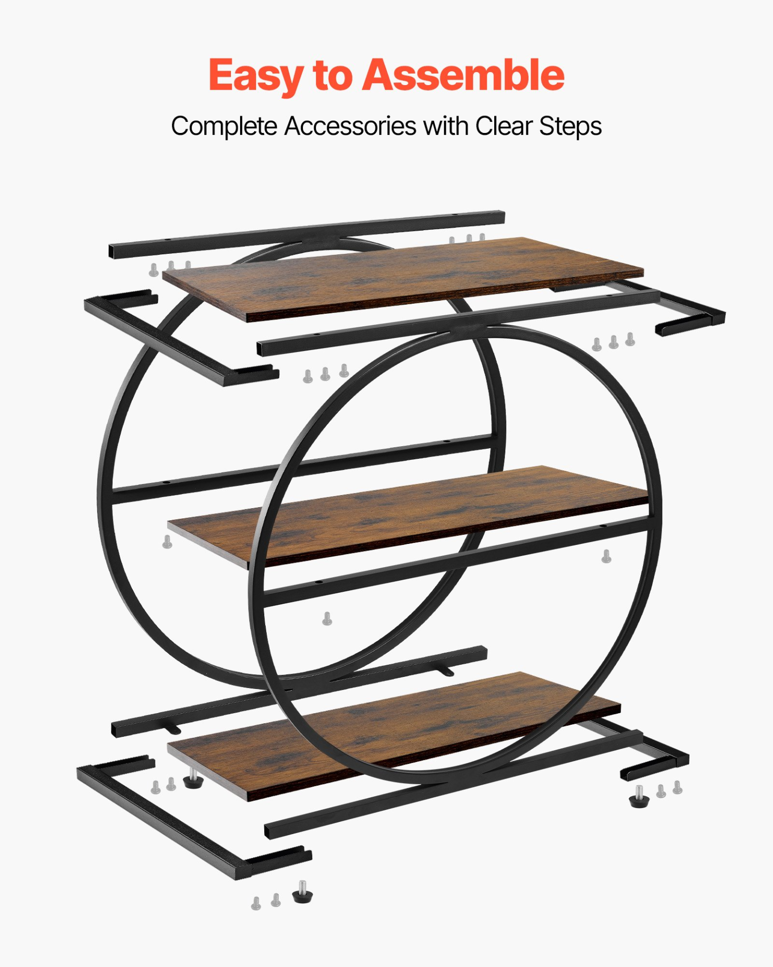 End Table, 3-Tier Narrow Side Table with Open Storage Shelves, Rustic Brown