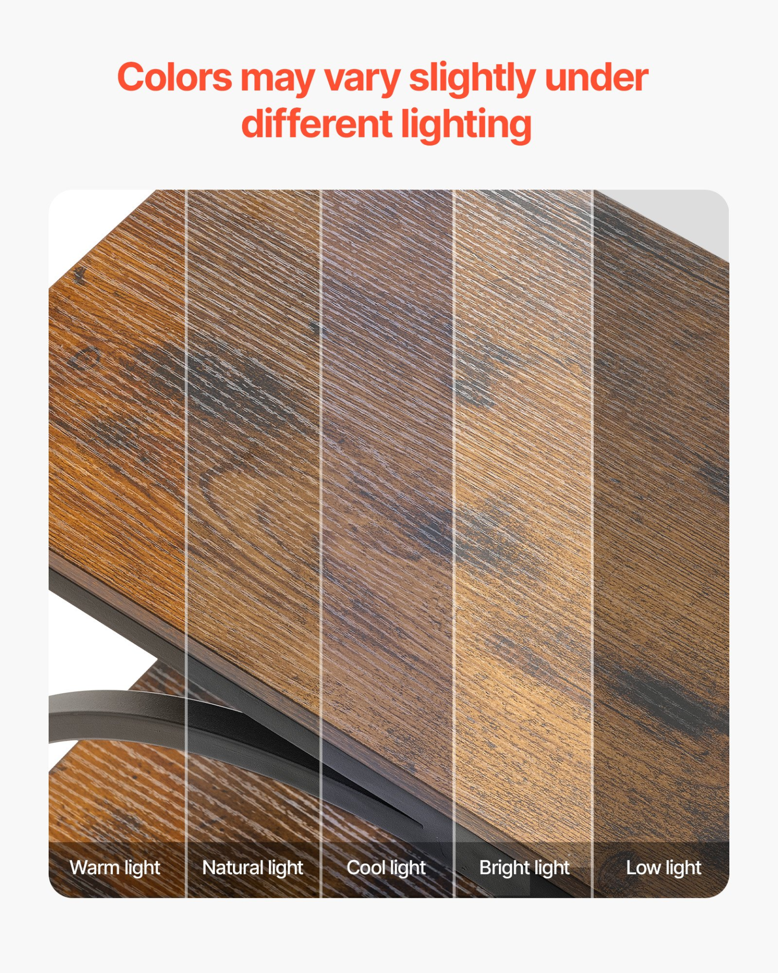 End Table, 3-Tier Narrow Side Table with Open Storage Shelves, Rustic Brown