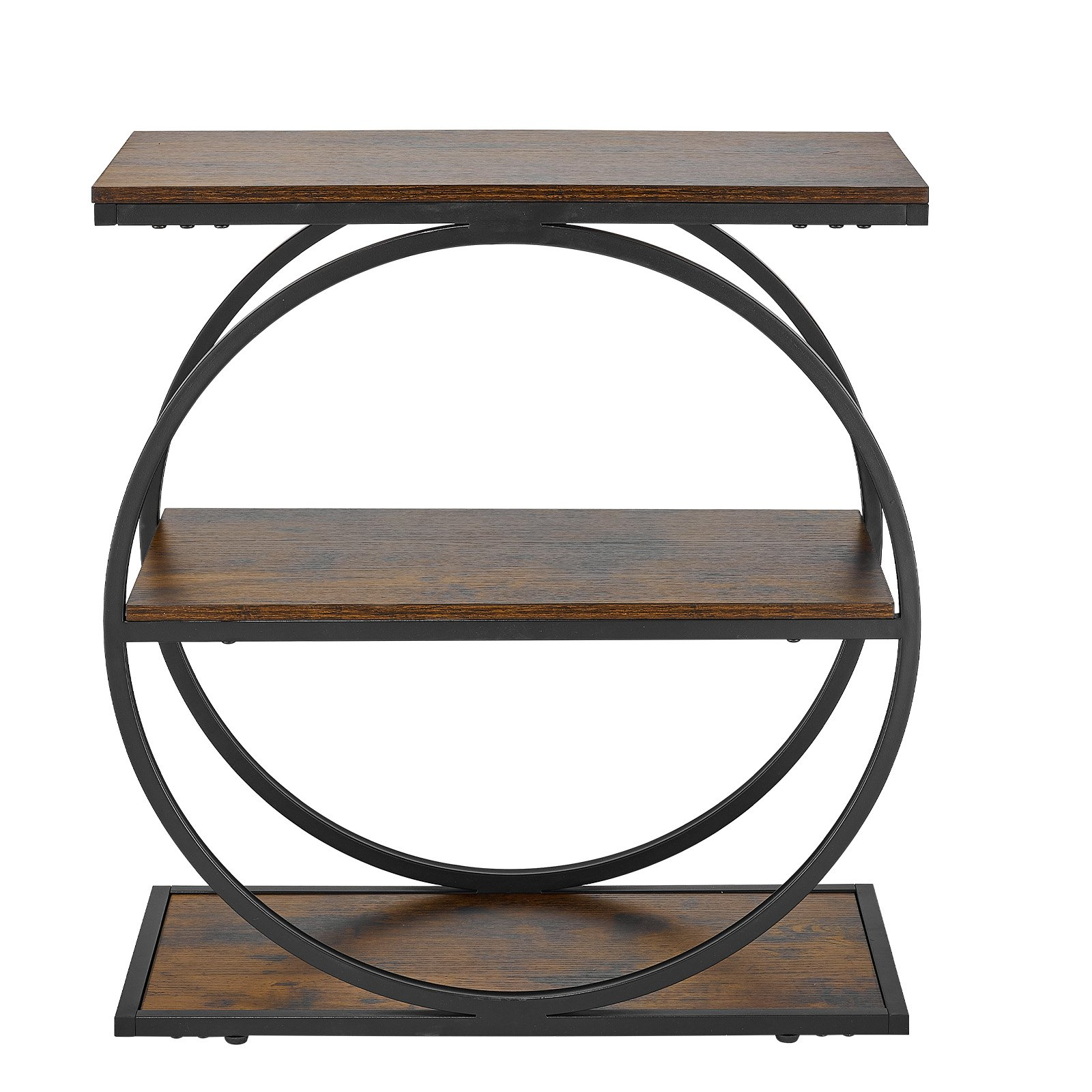 End Table, 3-Tier Narrow Side Table with Open Storage Shelves, Rustic Brown