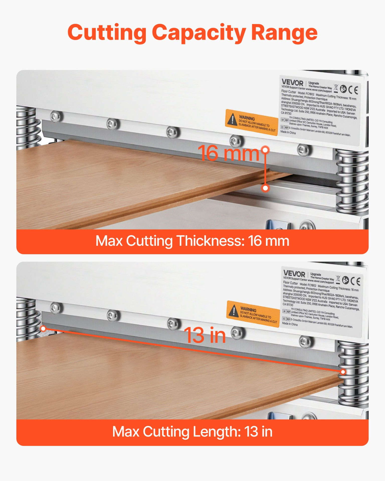13″ Vinyl Floor Cutter 16mm Laminate Cutter for LVP SPC WPC w/ Wheels Handle