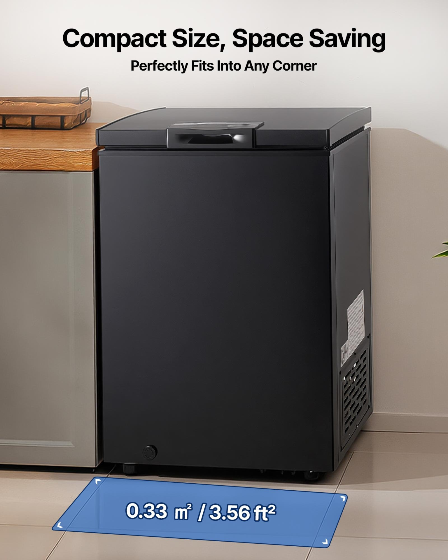 Chest Freezer 3.3 Cu Ft Compact Deep Freezer Garage Ready Black