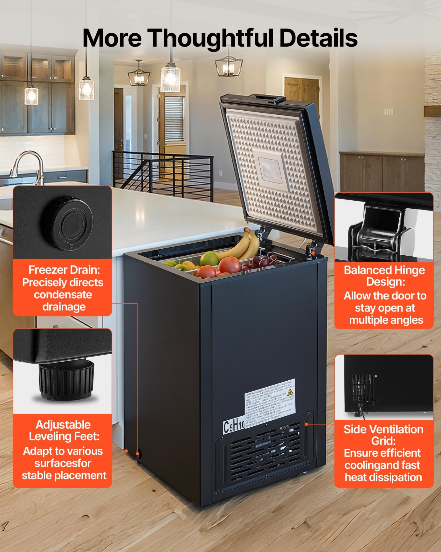 Chest Freezer 3.3 Cu Ft Compact Deep Freezer Garage Ready Black