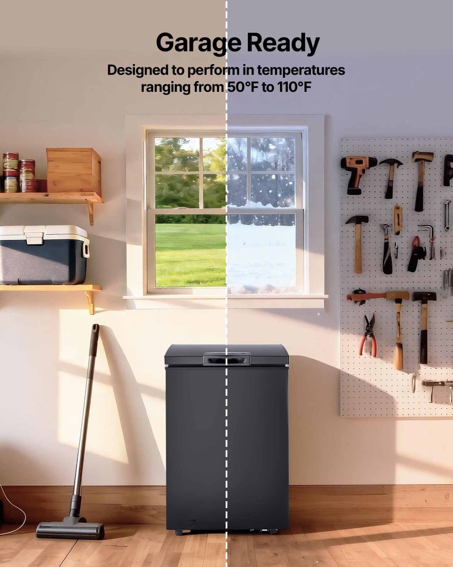 Chest Freezer 3.3 Cu Ft Compact Deep Freezer Garage Ready Black