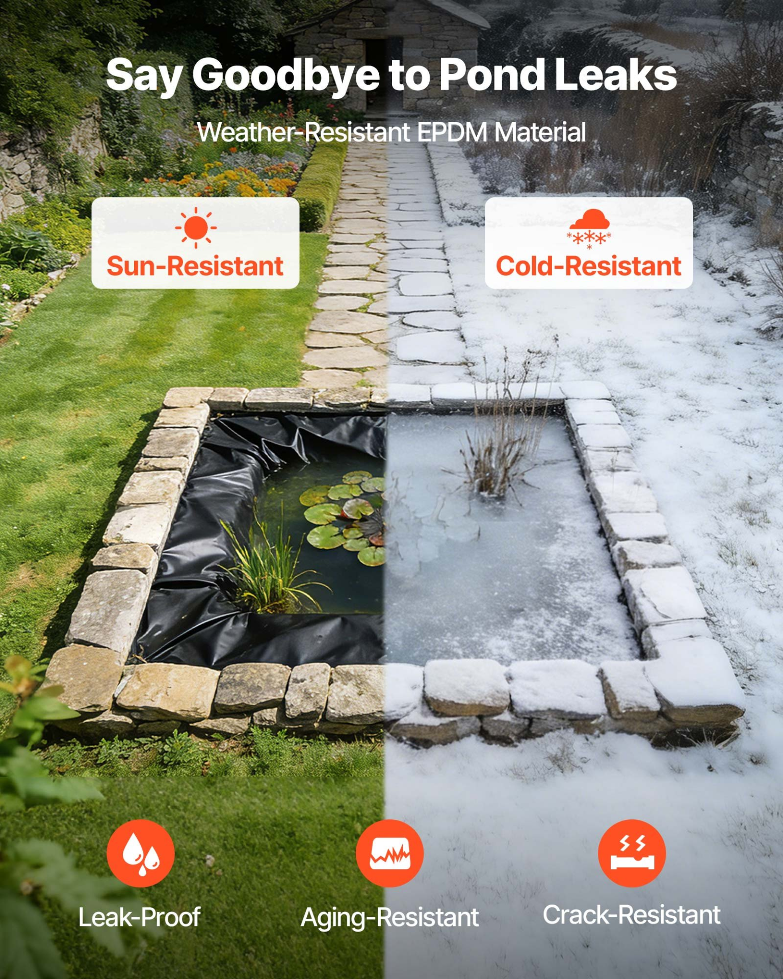 Pond Liner 15 x 20 ft, 45 Mil, Black