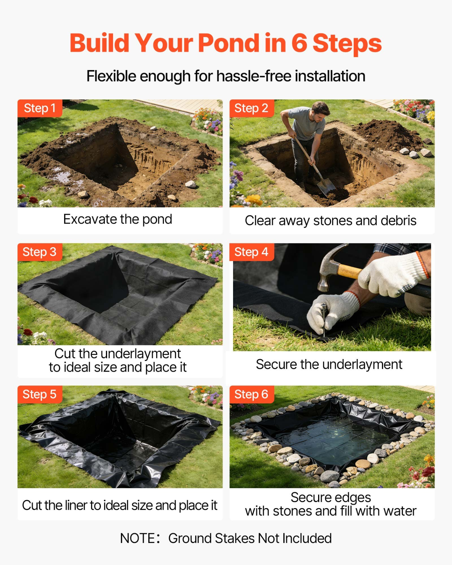 Pond Liner 15 x 20 ft, 45 Mil, Black