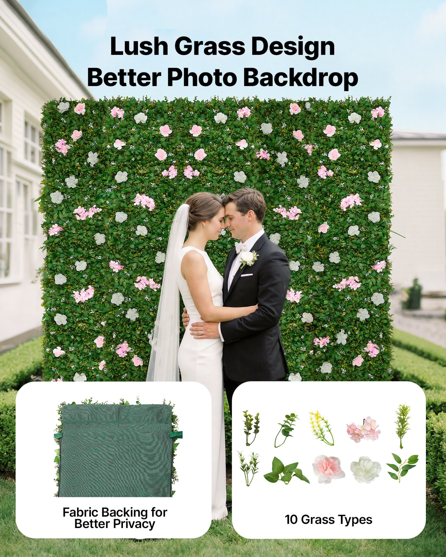2PCS Artificial Flower Wall Backdrop 2×8FT 3D Silk Floral Panels Wedding Decor