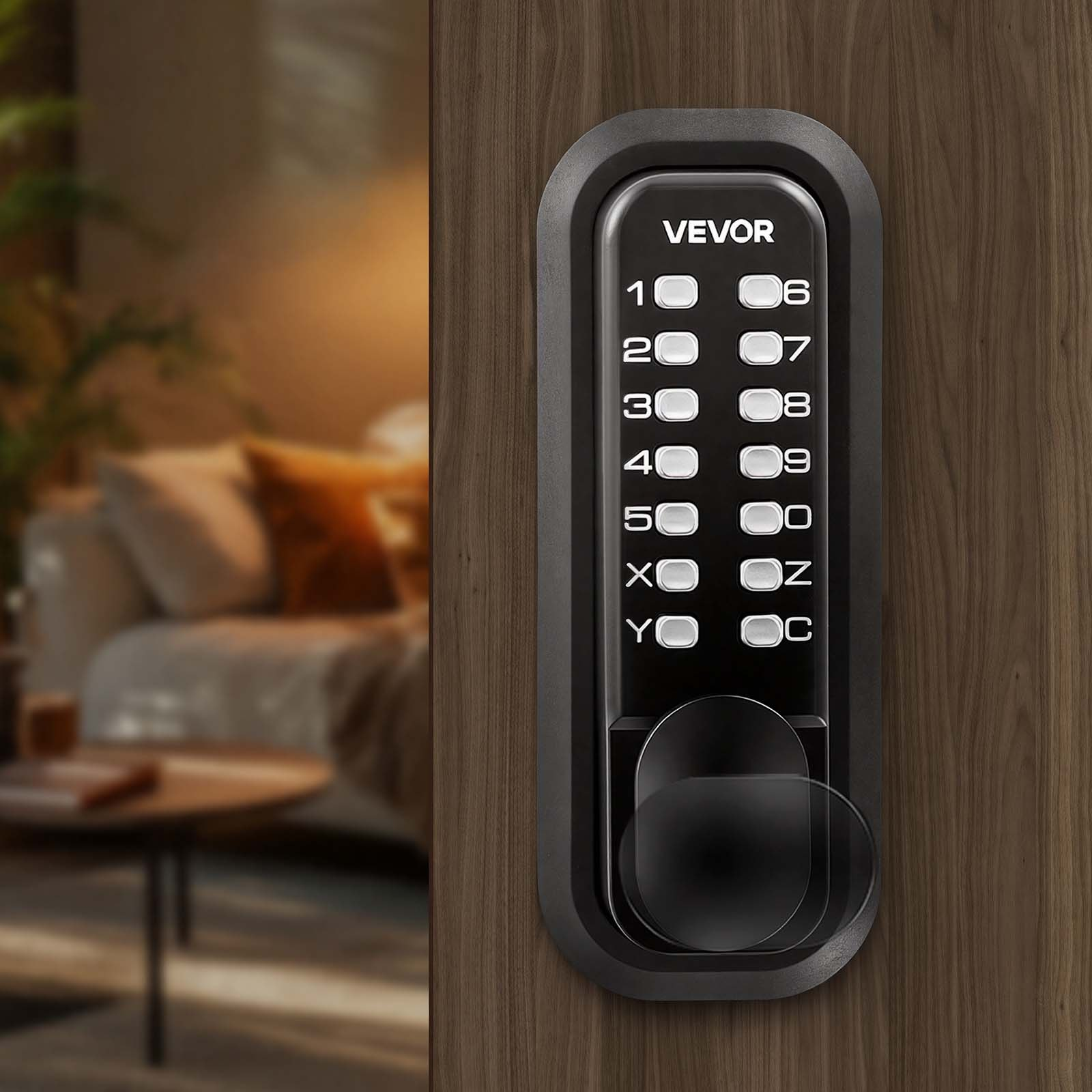 Mechanical Keyless Entry Door Lock, 2.0 Code Upgrade, 4-7 Digits Code, Black