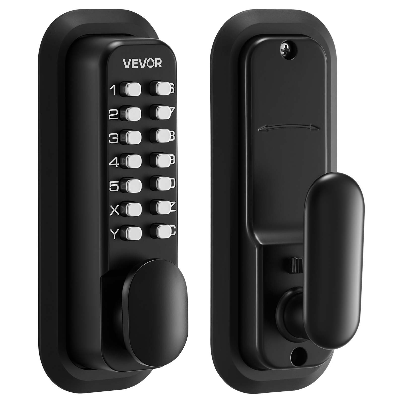 Mechanical Keyless Entry Door Lock, 2.0 Code Upgrade, 4-7 Digits Code, Black
