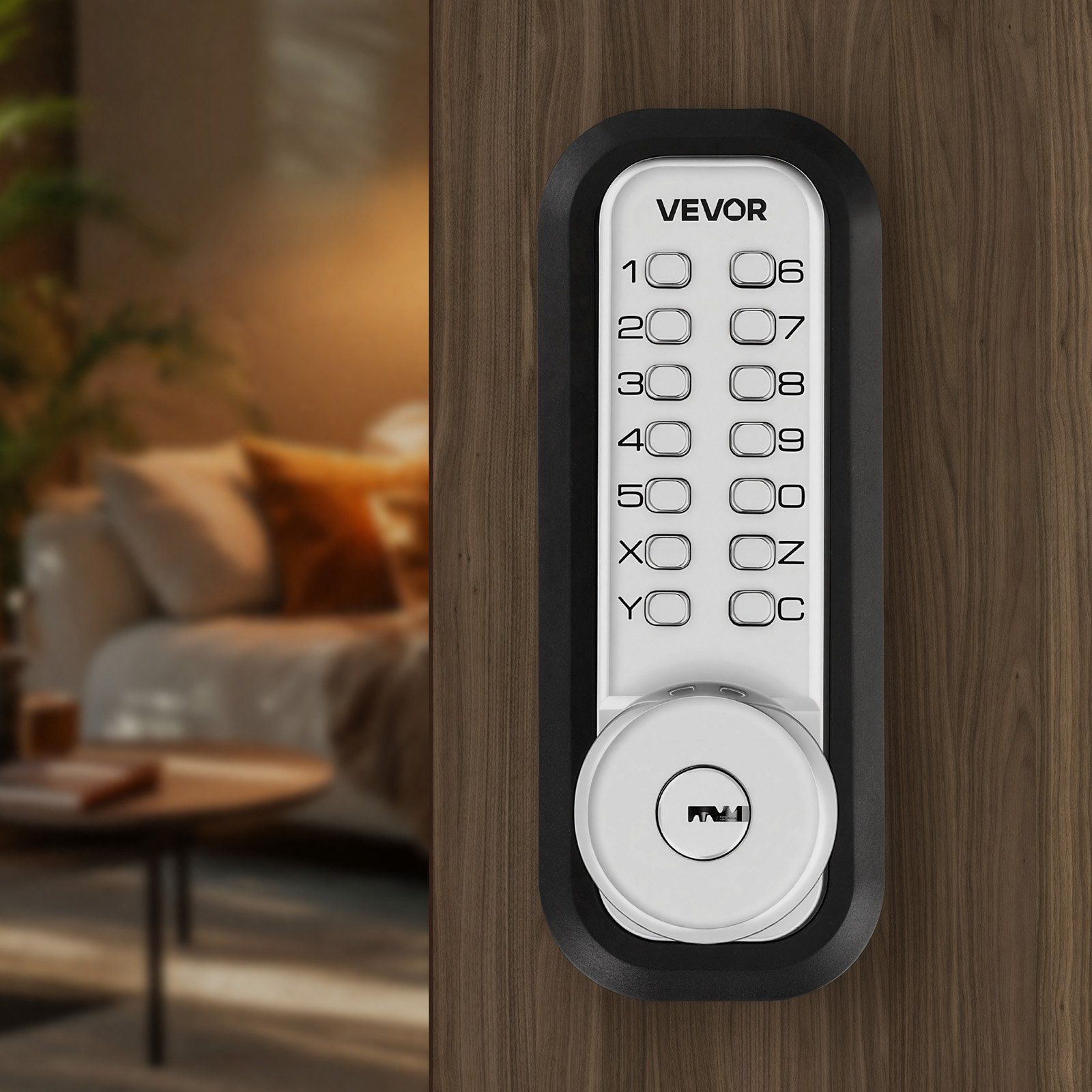 VEVOR Single-Side Keyless Door Lock, 4-7 Digit Push Button, Silver