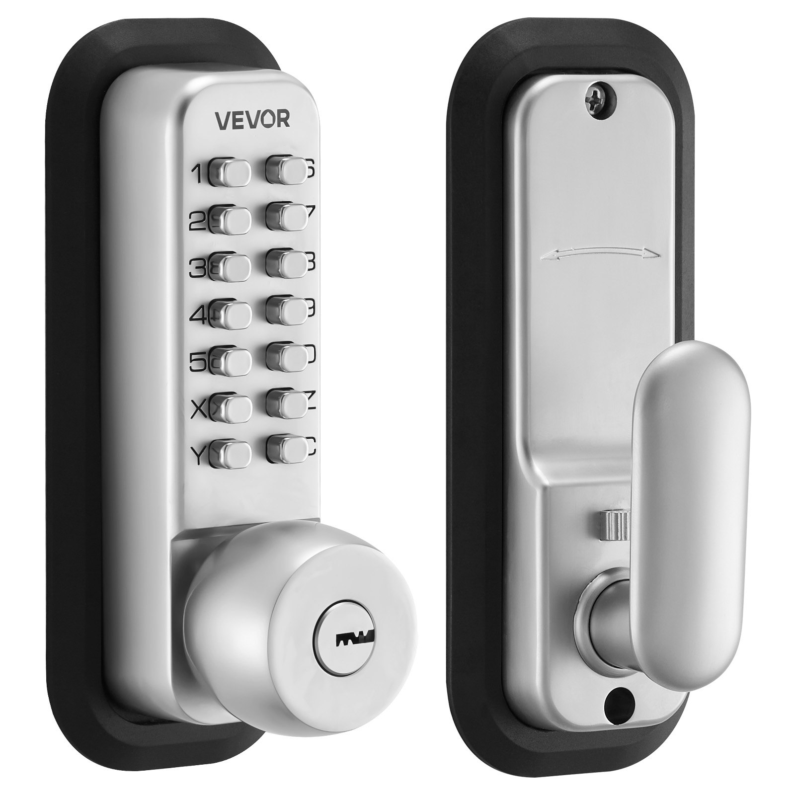 VEVOR Single-Side Keyless Door Lock, 4-7 Digit Push Button, Silver