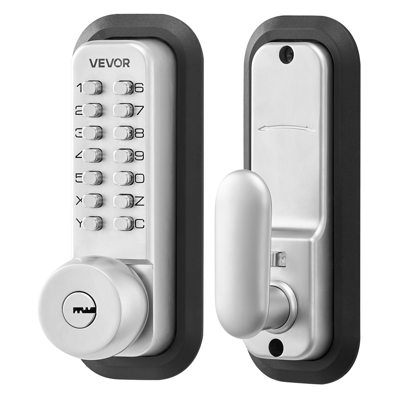 VEVOR Single-Side Keyless Door Lock, 4-7 Digit Push Button, Silver