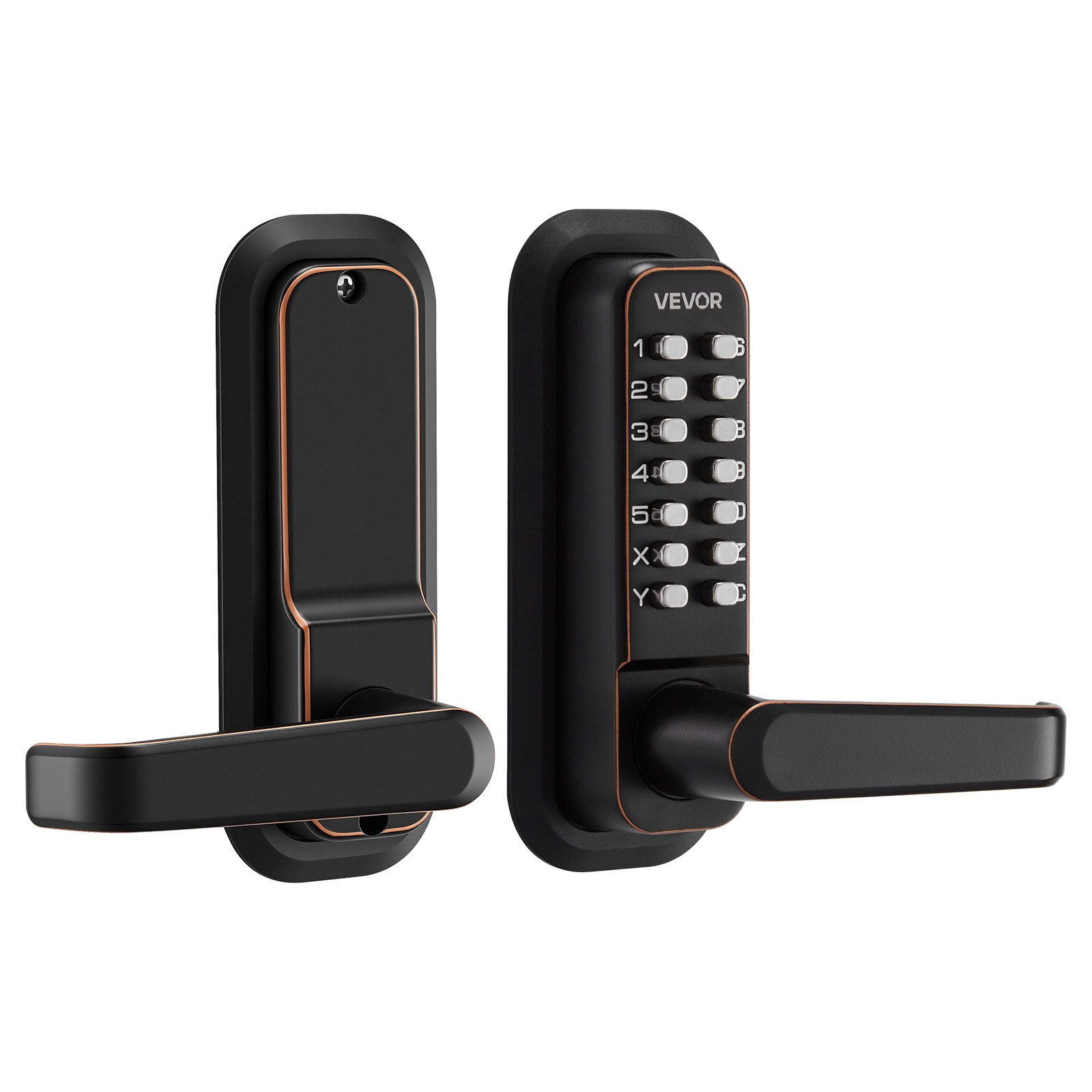 VEVOR Keyless Entry Door Lock w/ Handle, 4-7 Digit Keypad, Auto-Lock, Bronze