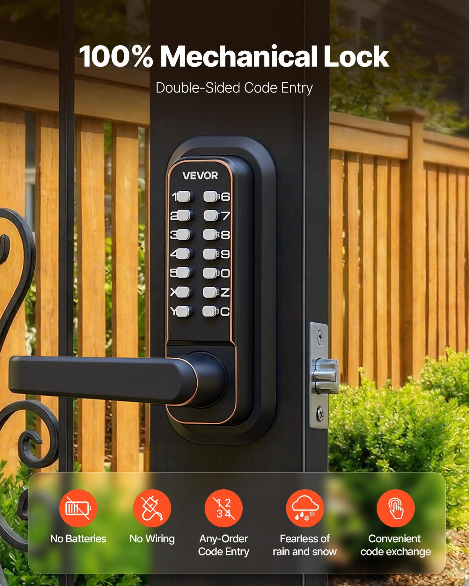 VEVOR Mechanical Keypad Door Lock | Keyless Entry with Auto Lock