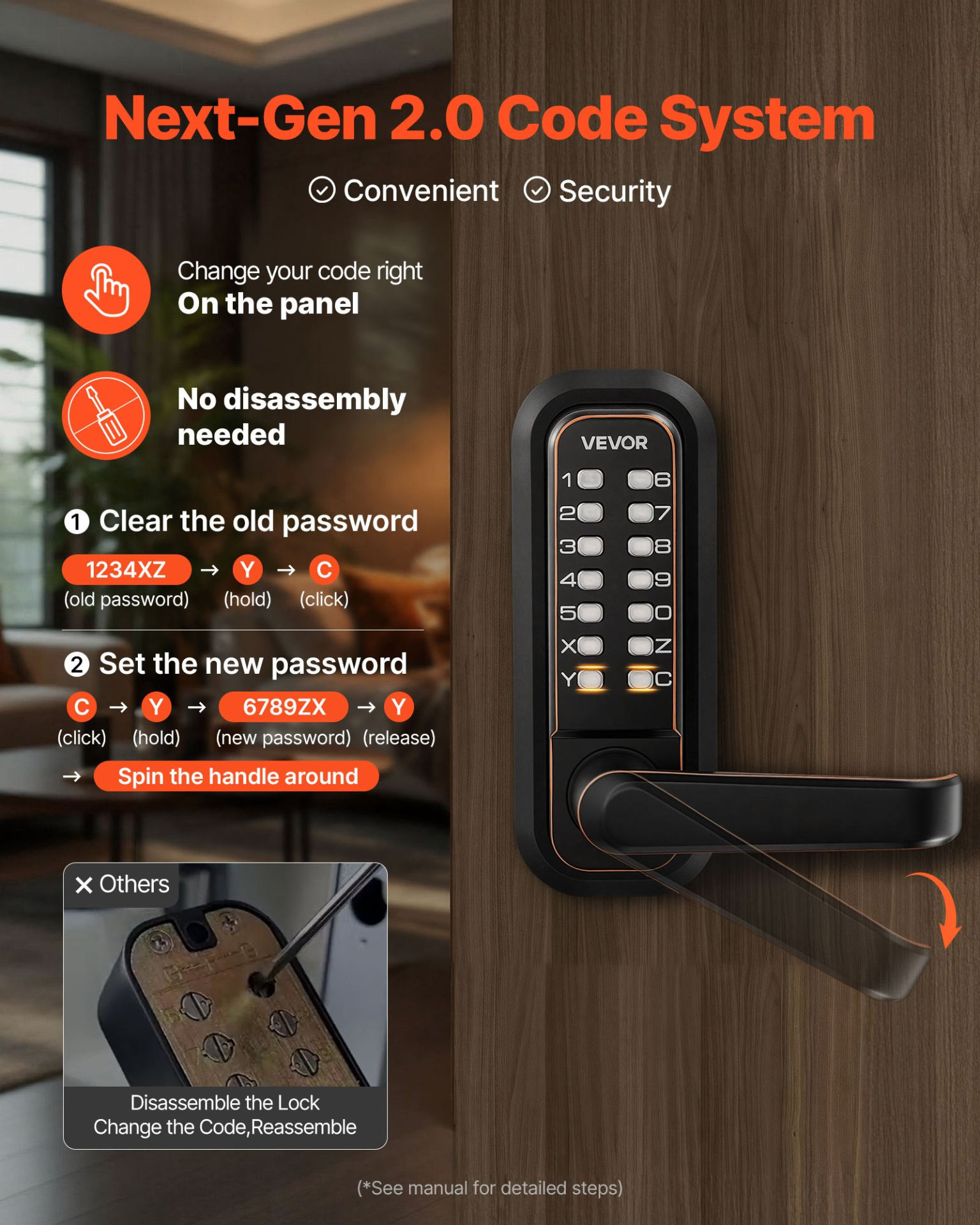 VEVOR Mechanical Keypad Door Lock | Keyless Entry with Auto Lock