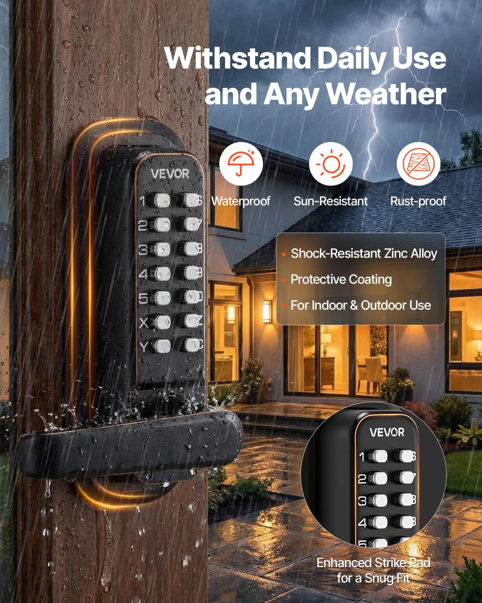 VEVOR Mechanical Keypad Door Lock | Keyless Entry with Auto Lock