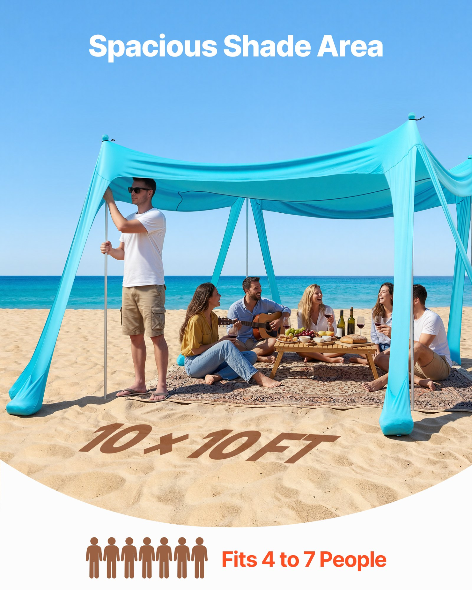 VEVOR 10x10 ft Pop Up Beach Tent, UPF 50+ Sun Shelter w/ Sandbags, Green
