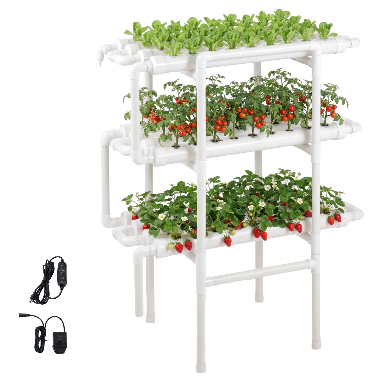 Hydroponic Grow Kit 3-Tier 108 Sites UPVC Pipe Timed Irrigation System