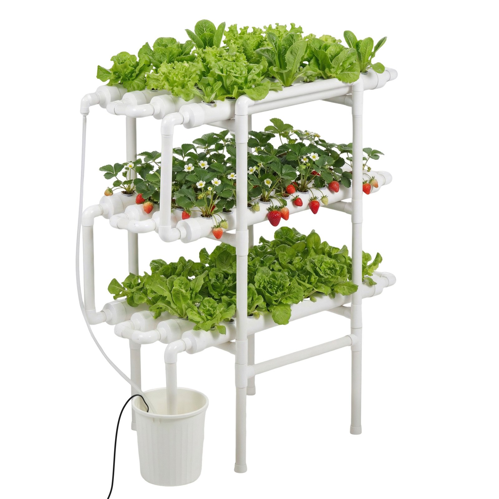 Hydroponic Grow Kit 3-Tier 108 Sites UPVC Pipe Timed Irrigation System