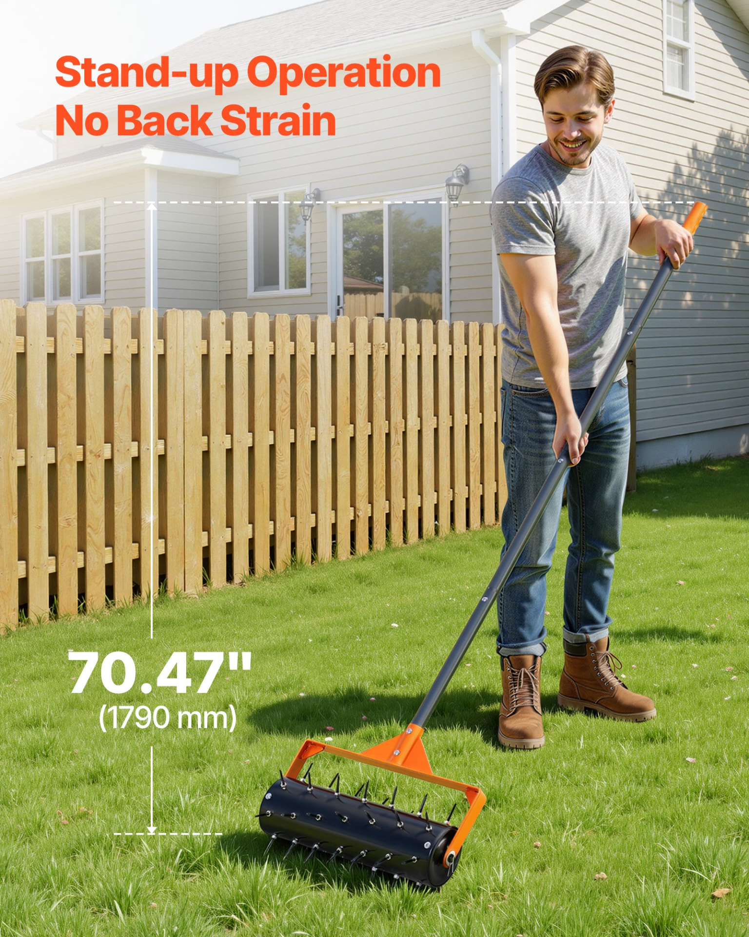 Lawn Aerator Rolling Garden 15in 42-Spike Manual Push Fillable Drum ...