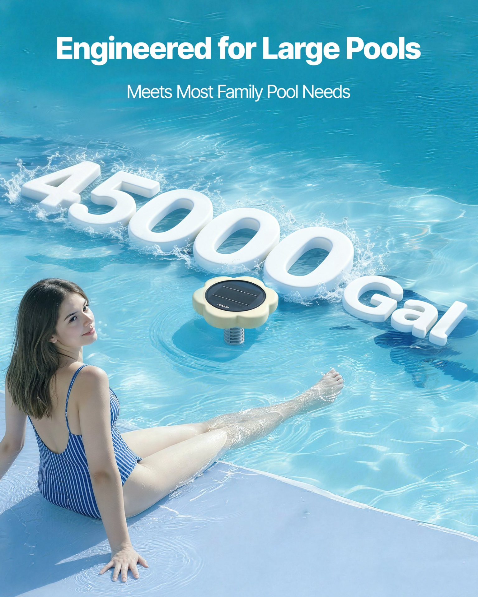 Solar Pool Ionizer, Brush and Filter for Pools & Spas