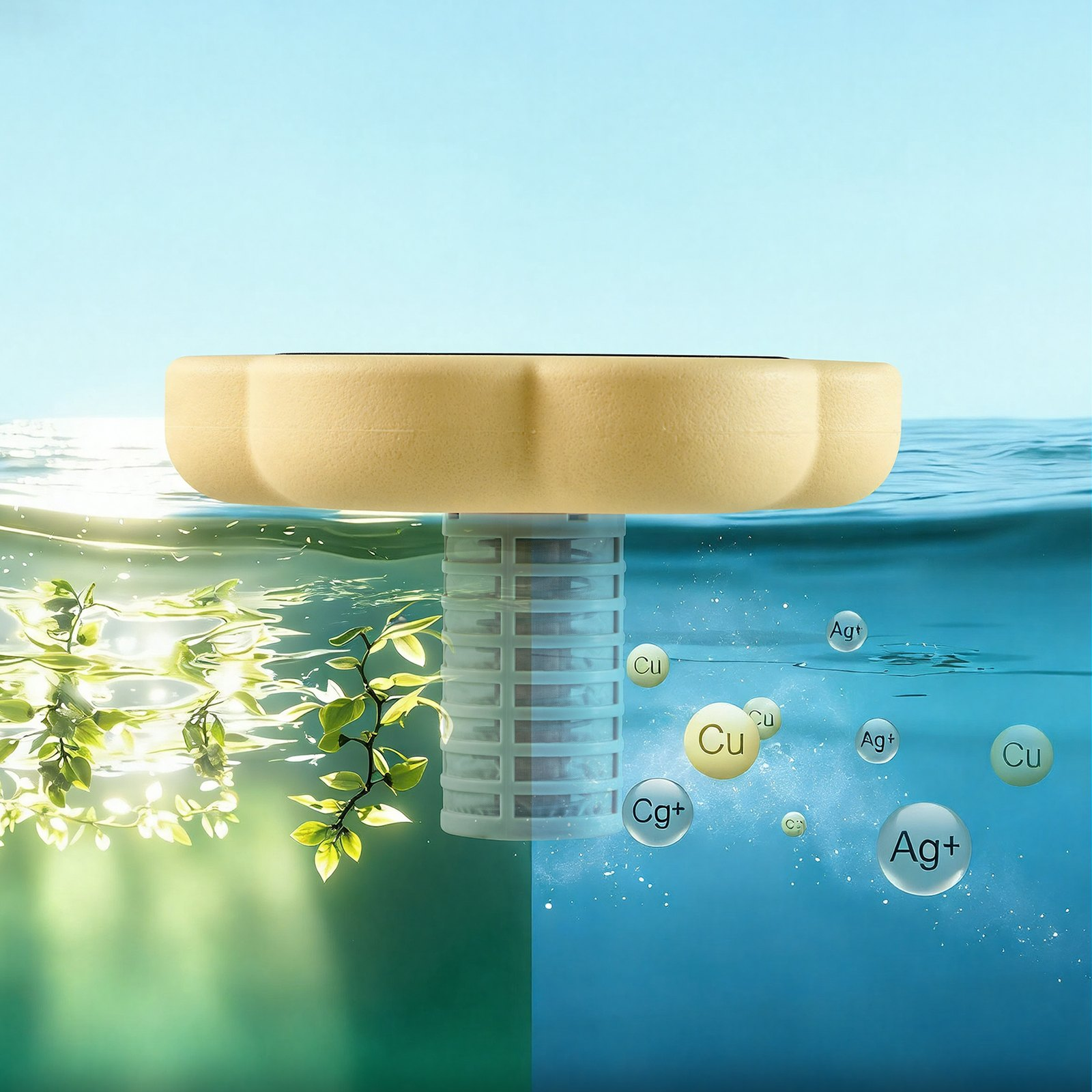 Solar Pool Ionizer, Brush and Filter for Pools & Spas