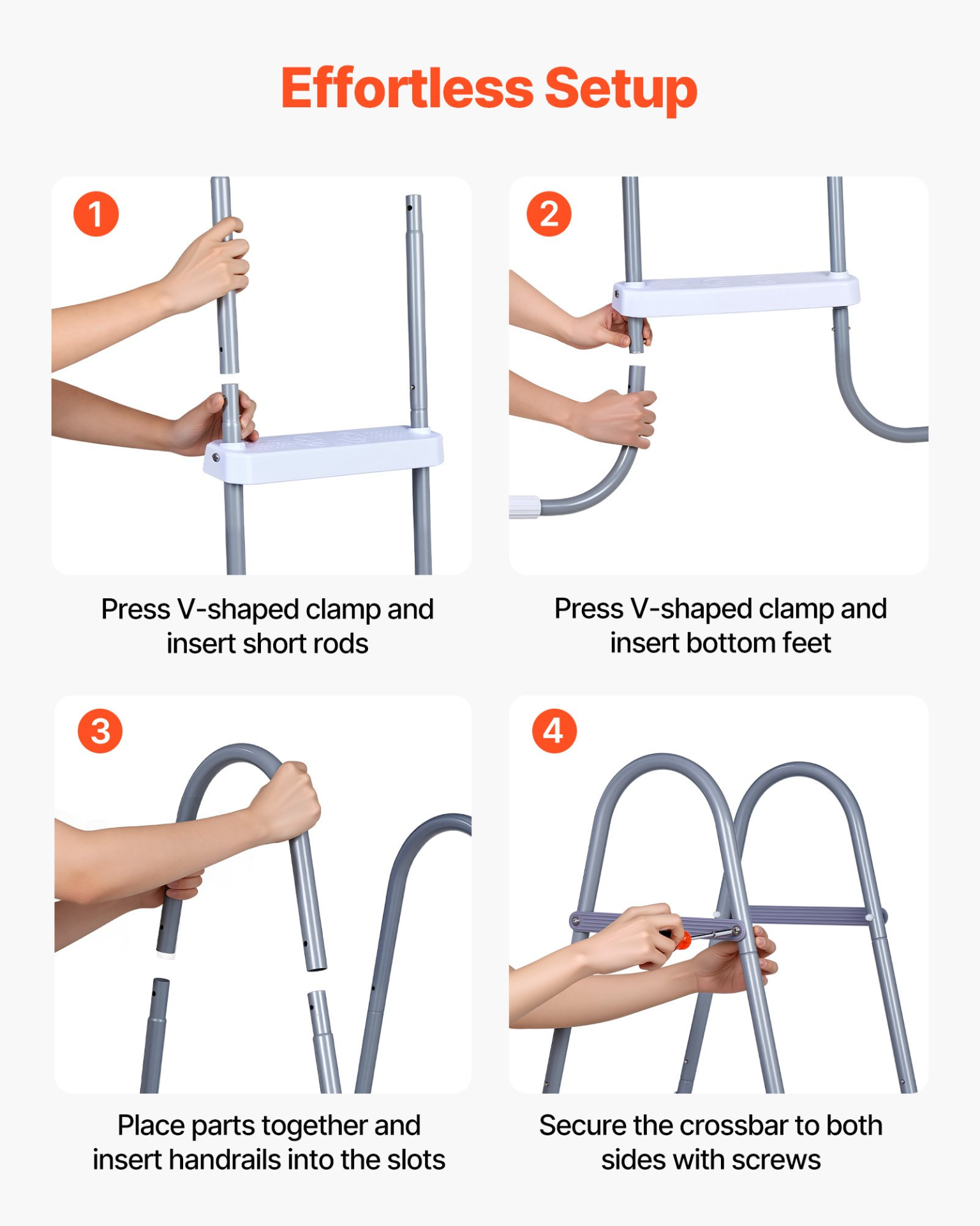 Above Ground Pool Ladder, Gray & White