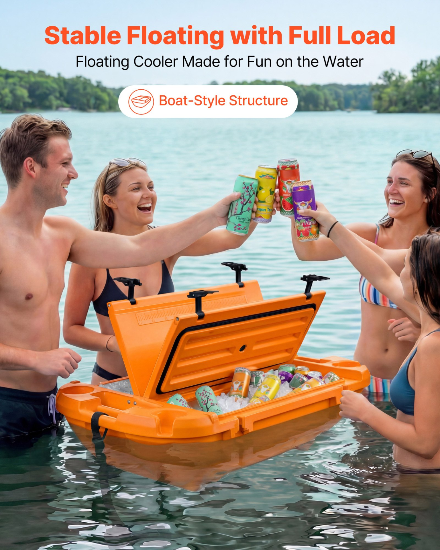 Ice Chest W/ Dry Storage Tow Rope Orange