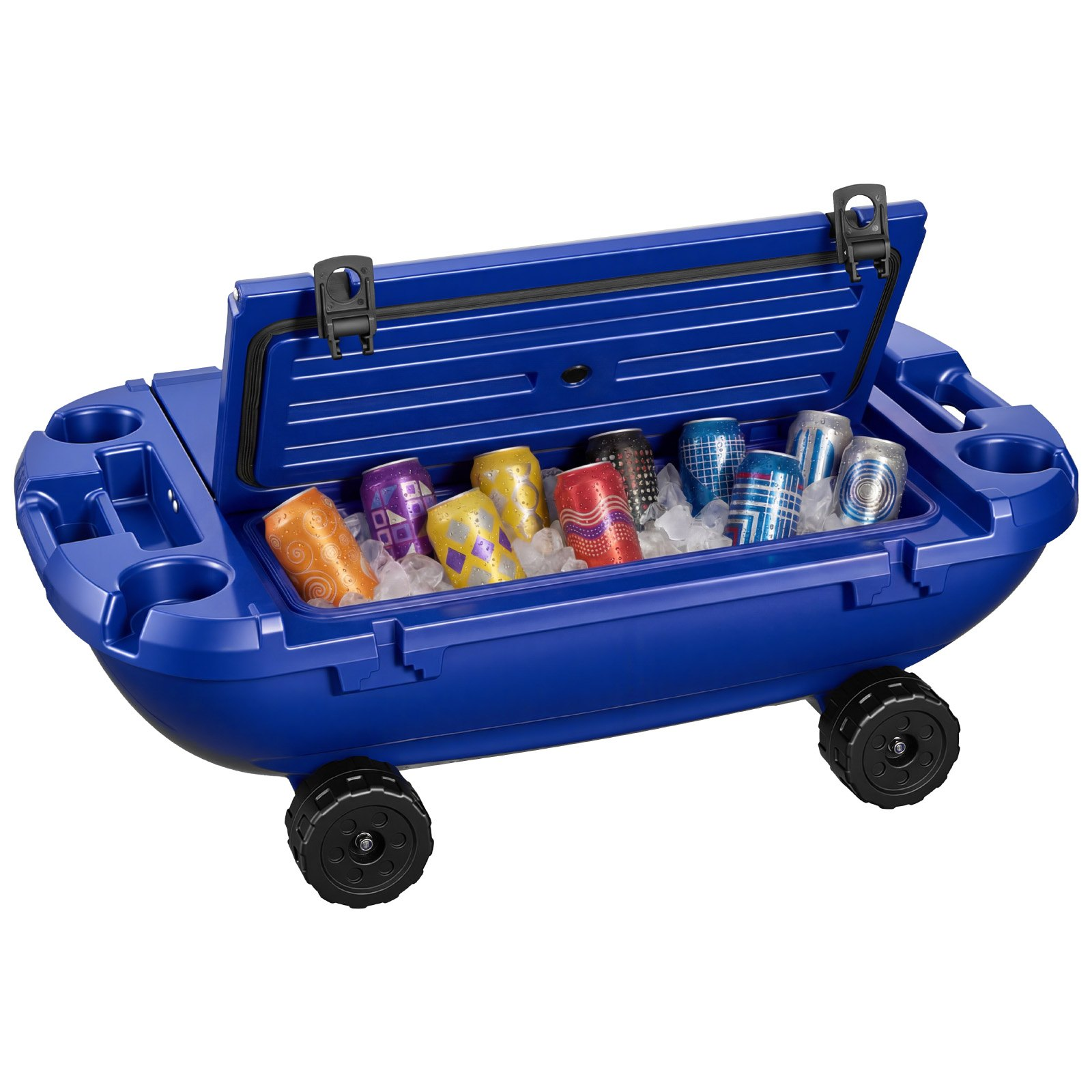 Floating Cooler, 40 QT Floating Ice Chest with Dry Storage & Tow Rope, Deep Blue