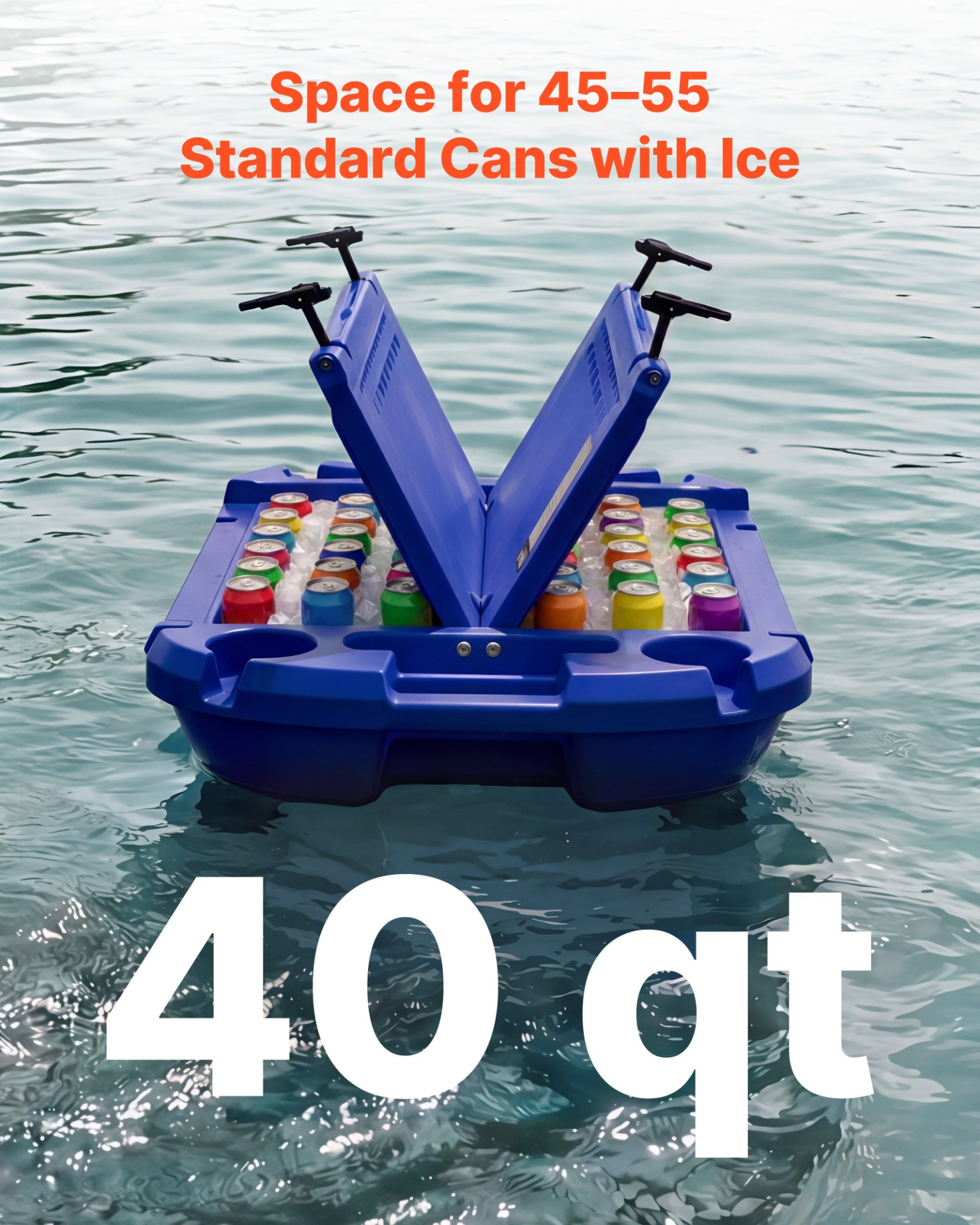 Floating Cooler, 40 QT Floating Ice Chest with Dry Storage, Deep Blue